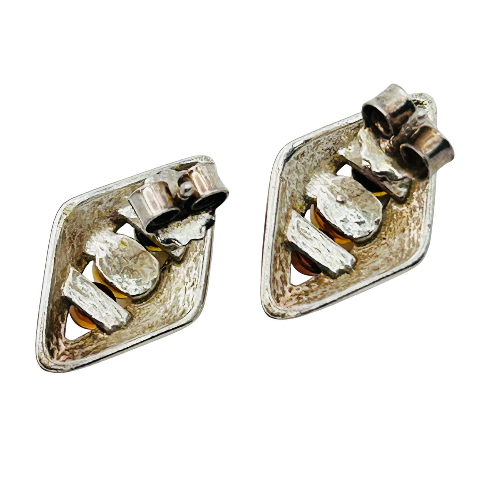 Sterling Amber Stud Earring - 5
