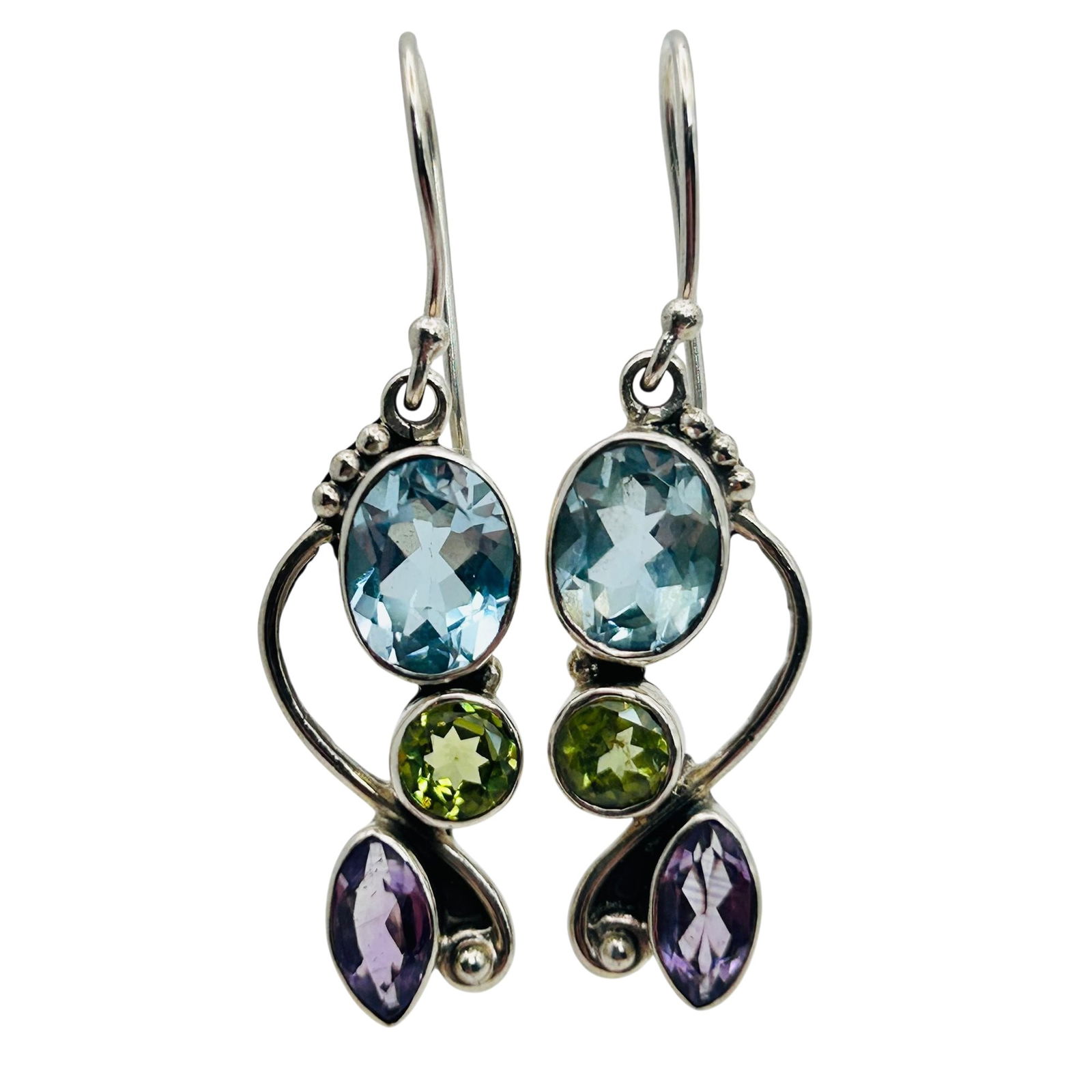 Sterling Multi Gemstone Earrings - 6