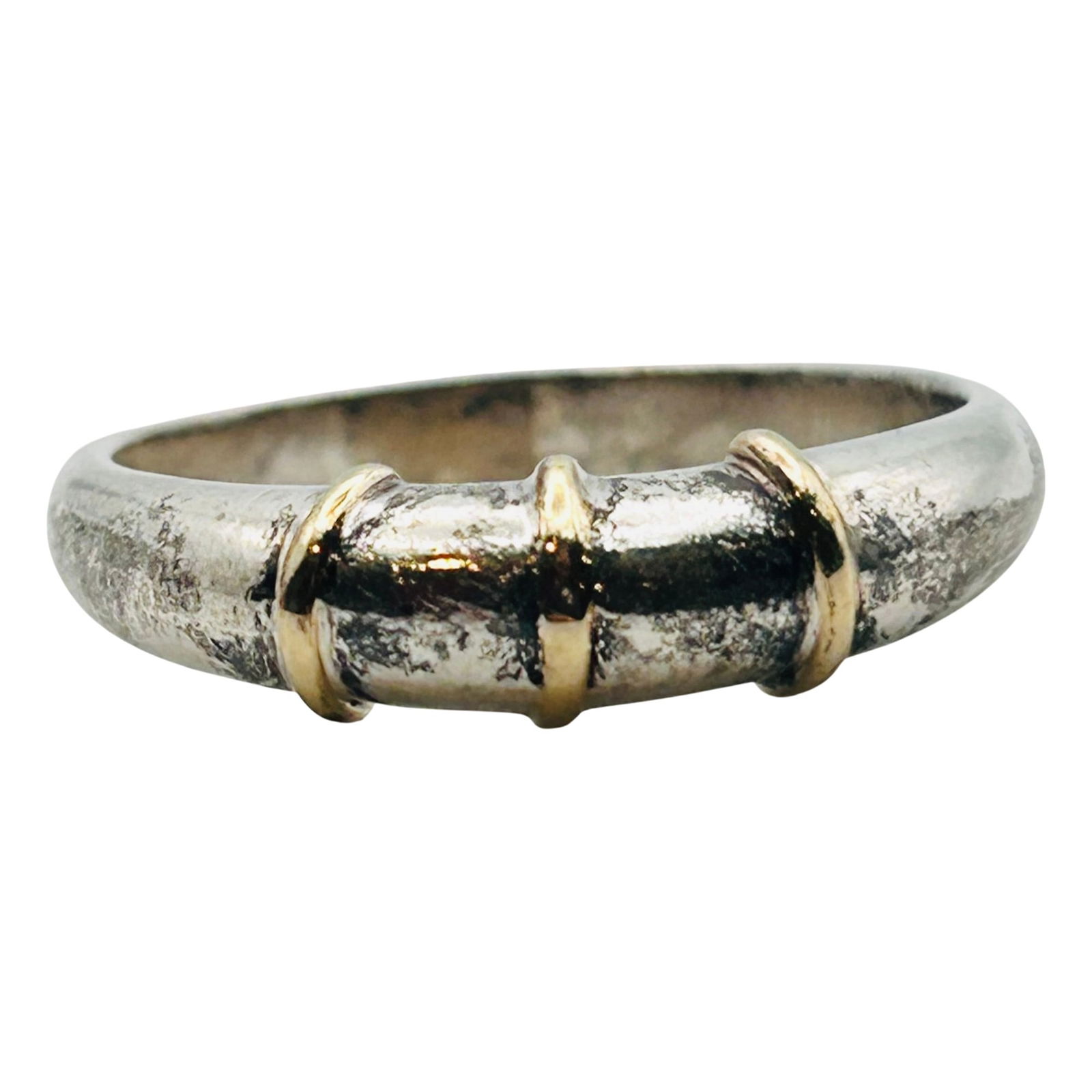 Sterling And 14k Dome Ring. Size 10 (1 of 8)