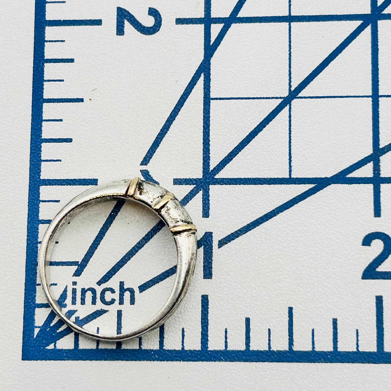 Sterling And 14k Dome Ring. Size 10 - 2