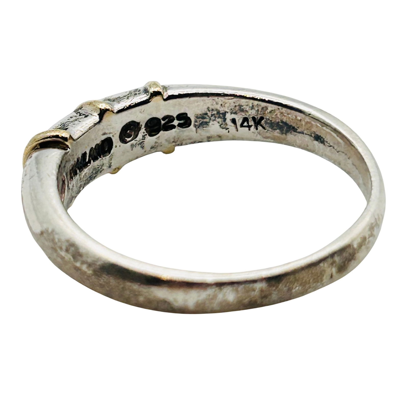 Sterling And 14k Dome Ring. Size 10 - 4