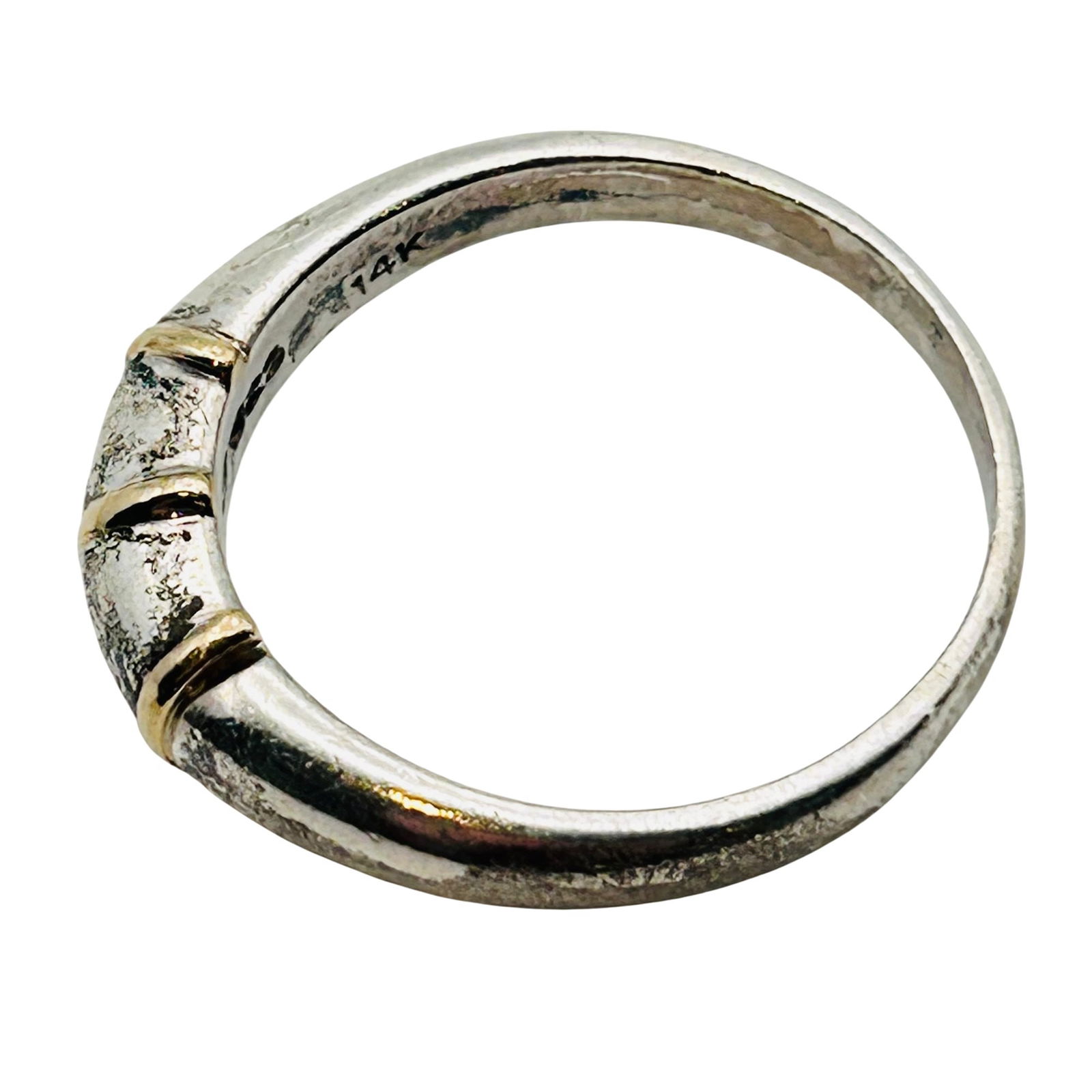 Sterling And 14k Dome Ring. Size 10 - 7