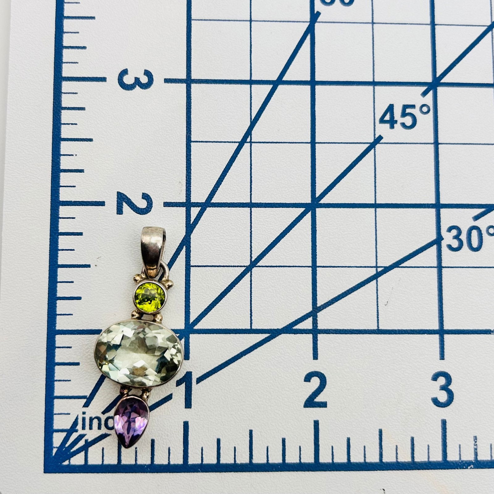 Sterling Multi Gem Pendant. - 2