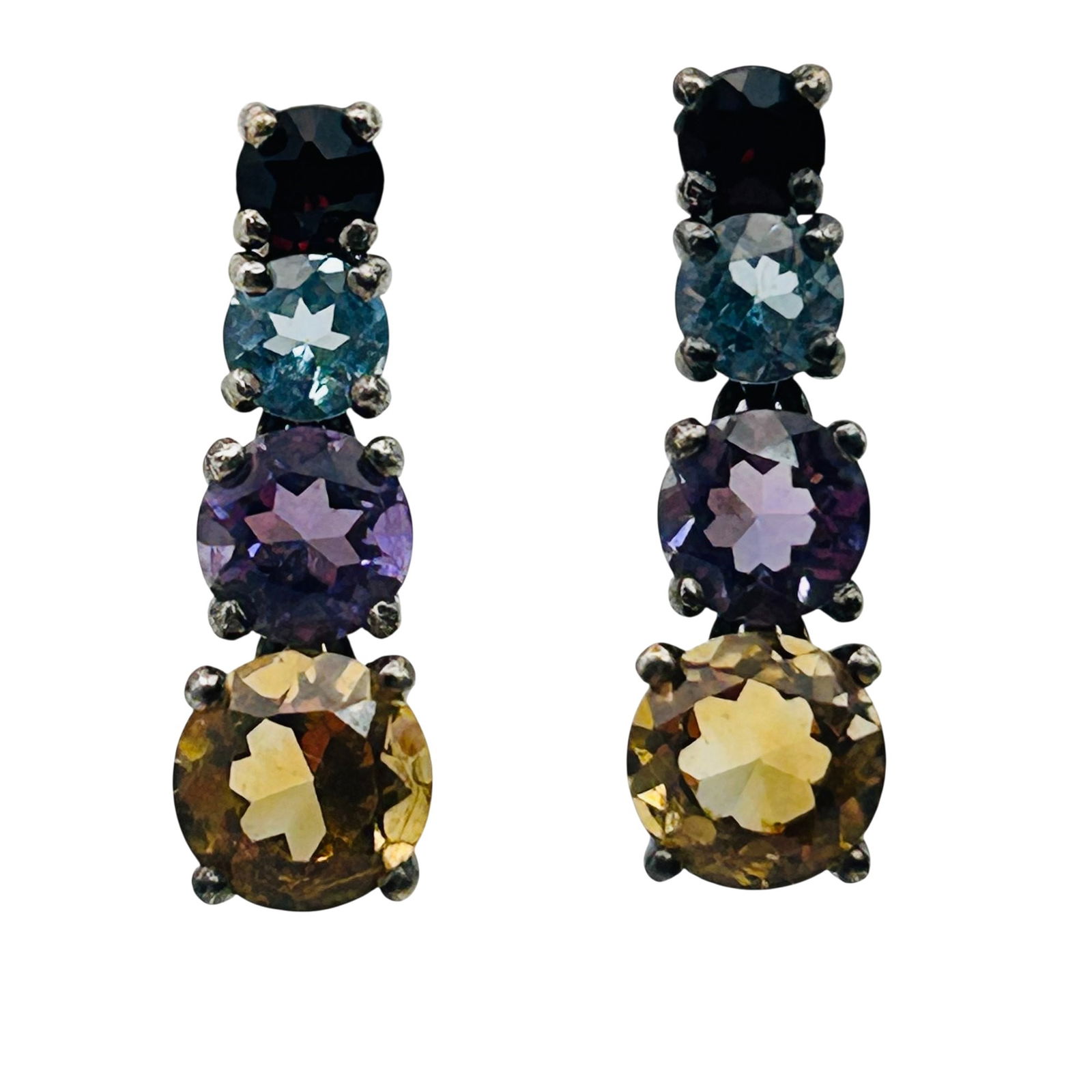 Sterling Multi Gem Dangle Stud Earrings (1 of 6)