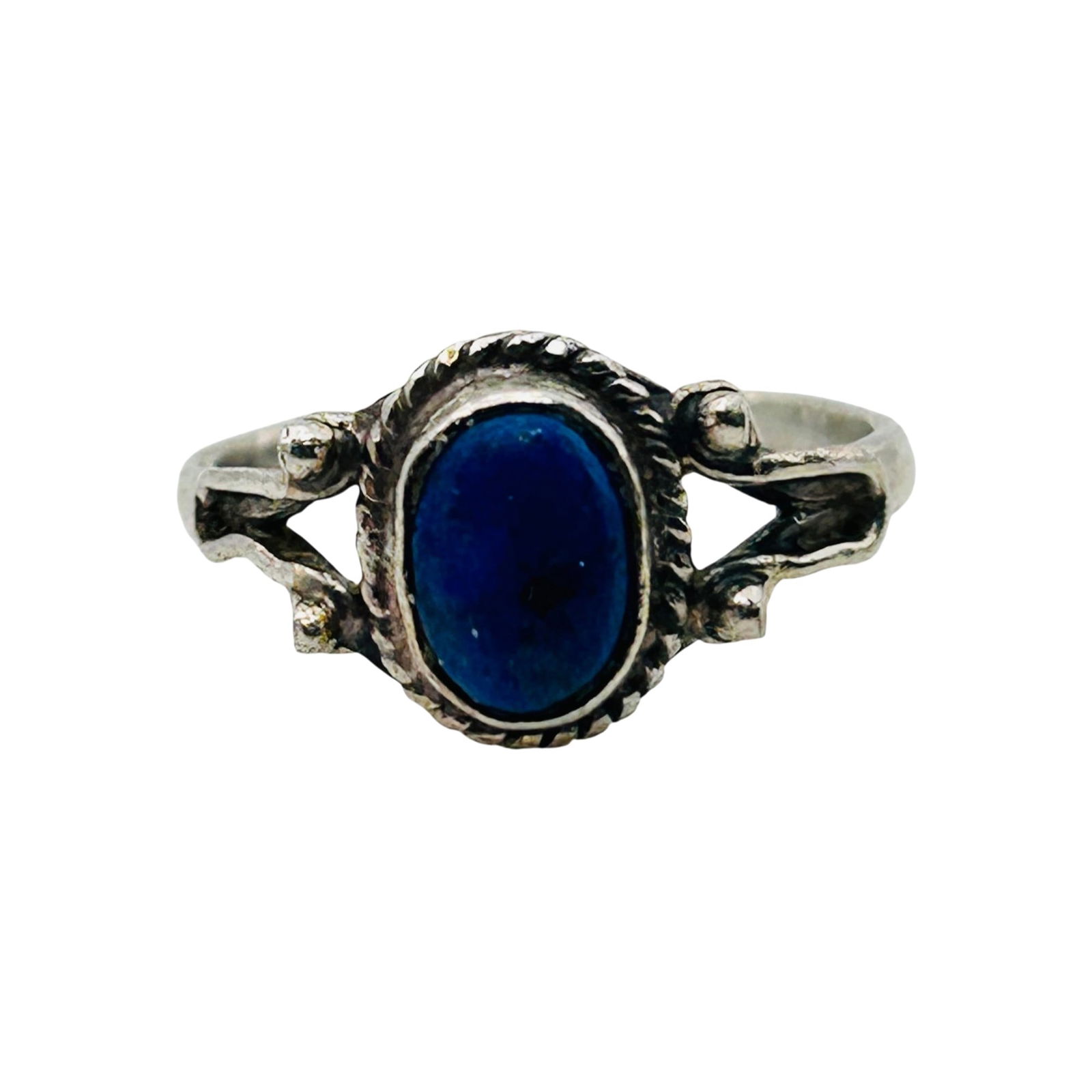 Sterling Lapis Lazuli Oval Ring. Size 5 (1 of 7)