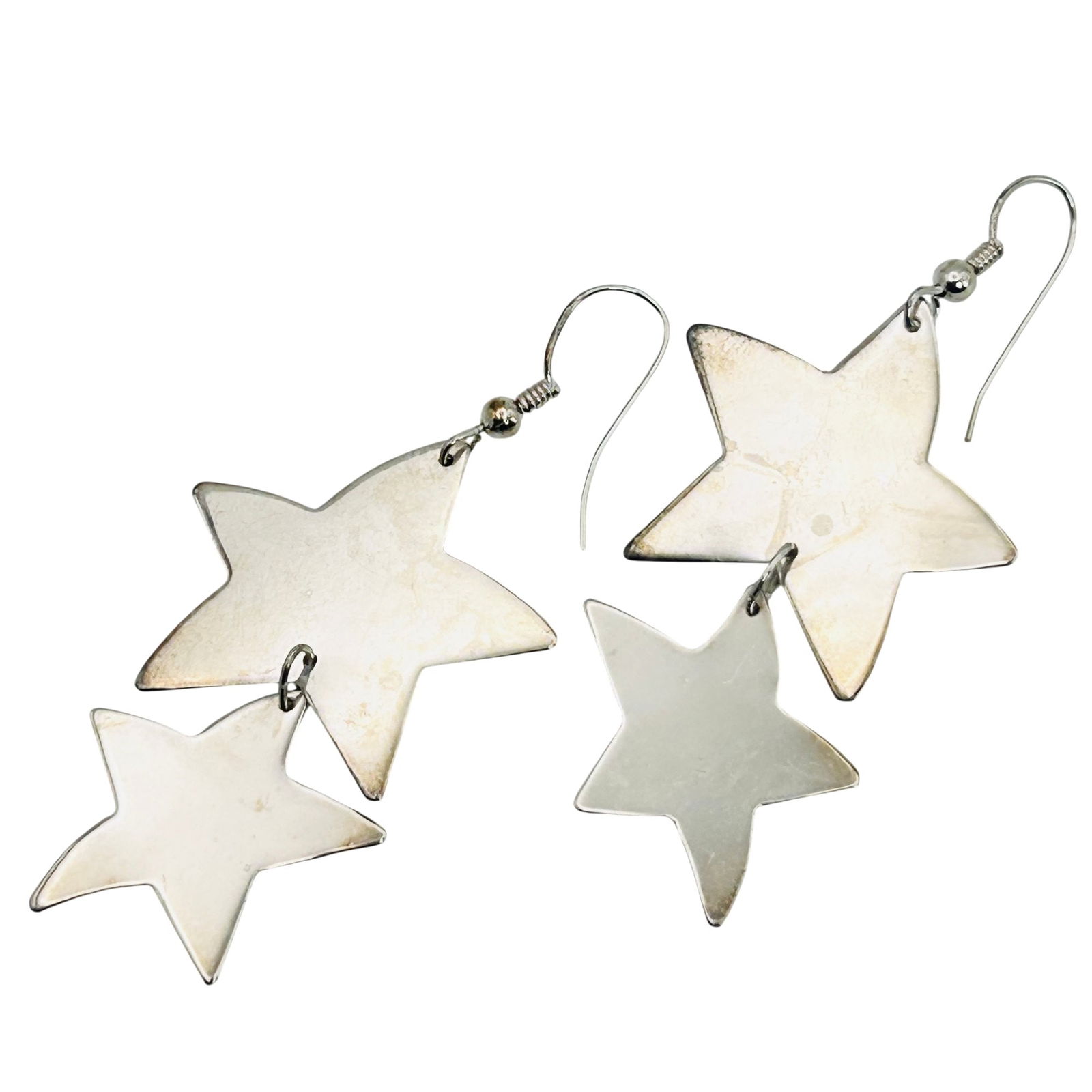 Sterling Southwest Double Star Dangle Hook Back Earrings: Sterling southwest double star dangle hook back earrings. 8.70g