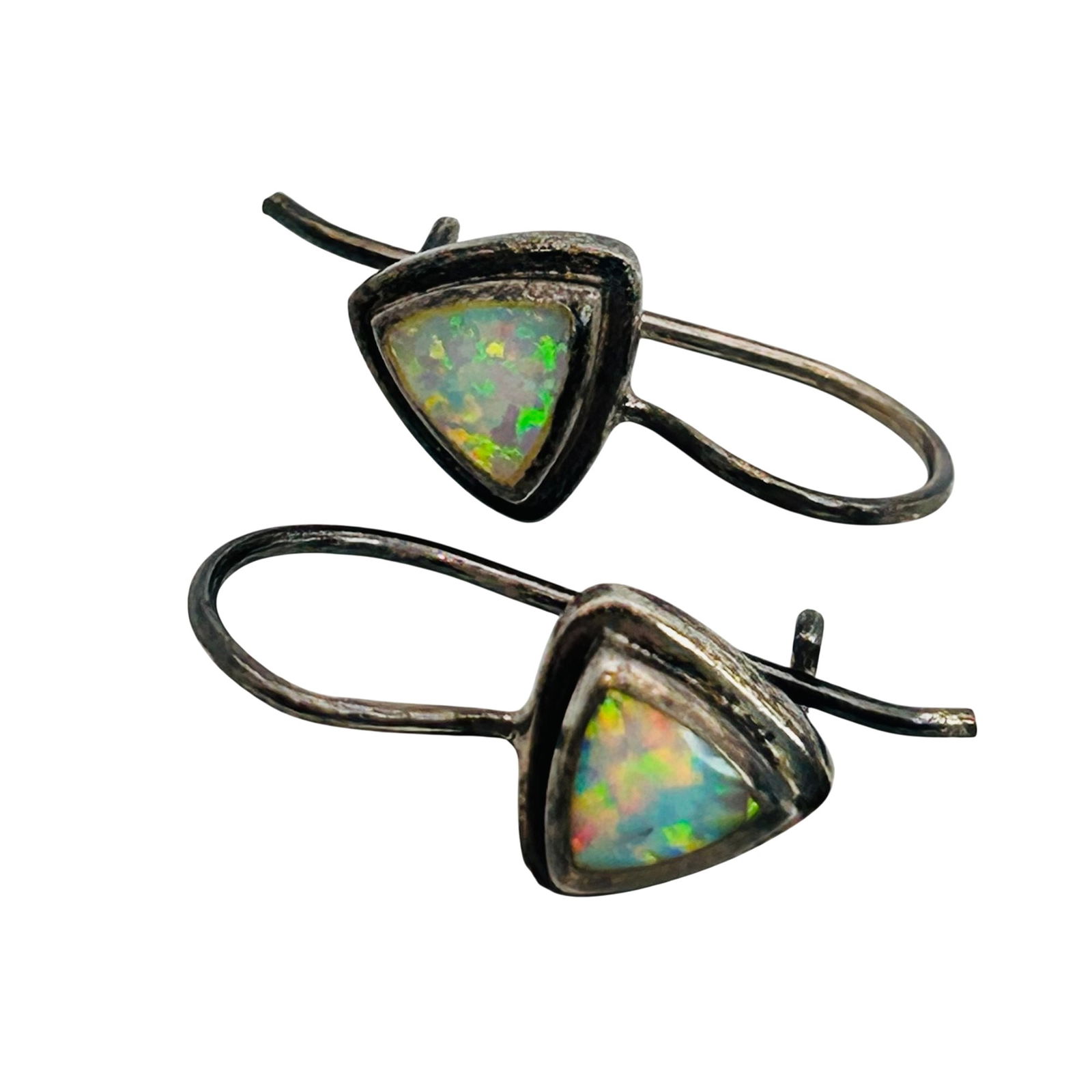 Sterling Opal Triangle Earrings (1 of 6)