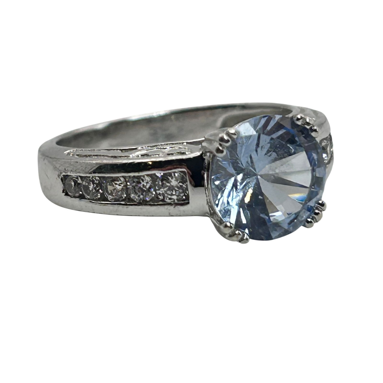 Sterling Topaz Southwest Channel Cubic Zirconia Band Ring. Size 7 (1 of 8)