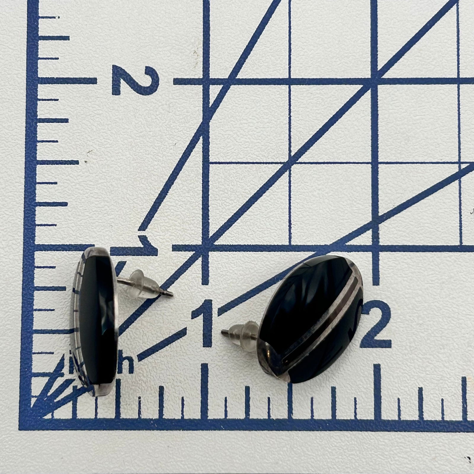 Sterling Abalone/ Onyx Stud Earrings - 2