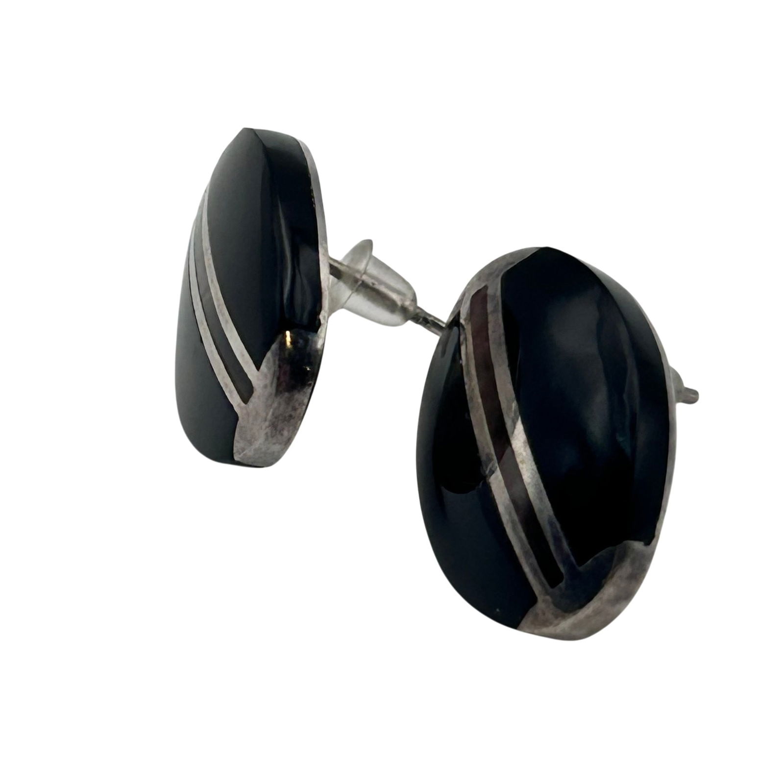 Sterling Abalone/ Onyx Stud Earrings - 5