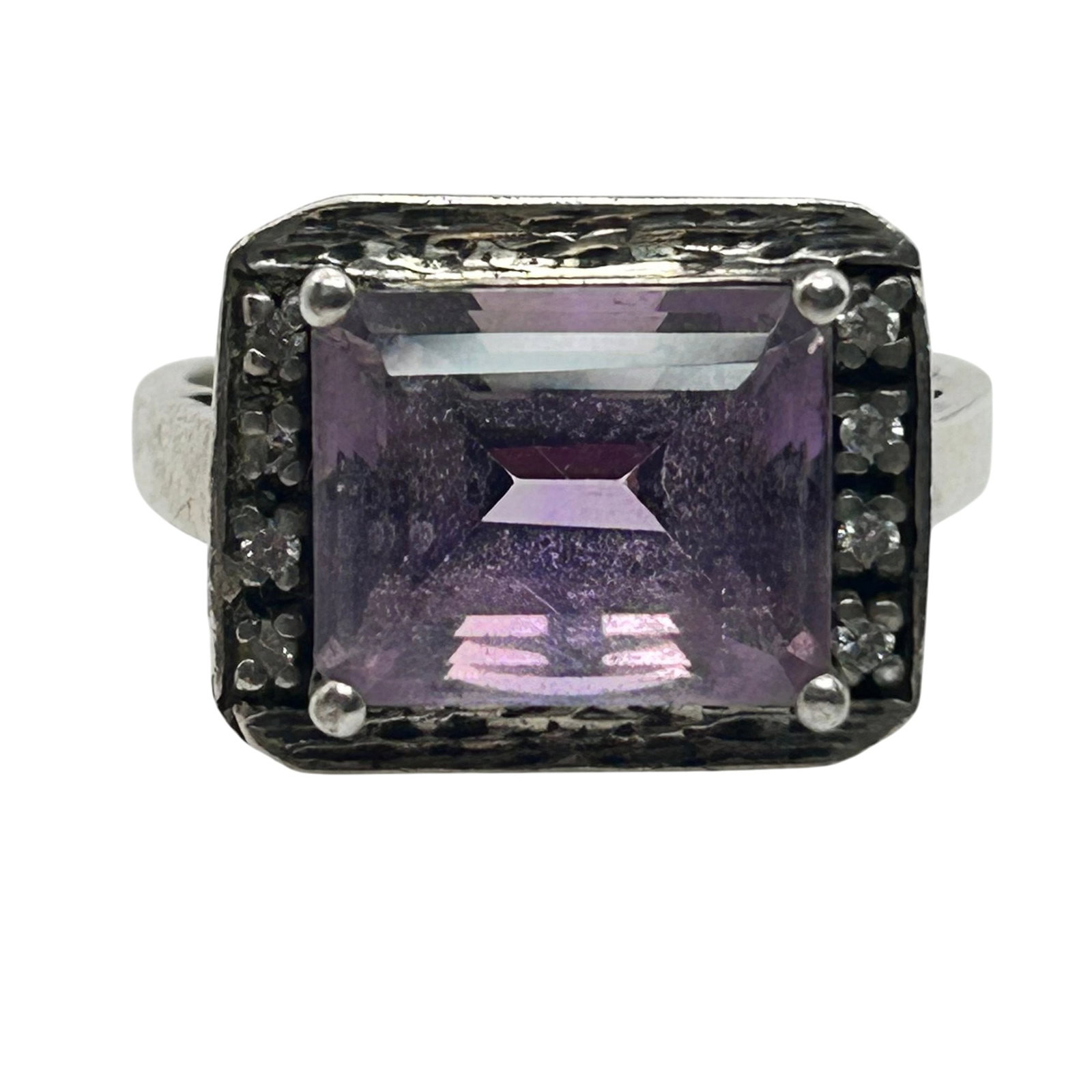 Sterling Amethyst Statement Ring. Size 9. 5.80g (1 of 9)