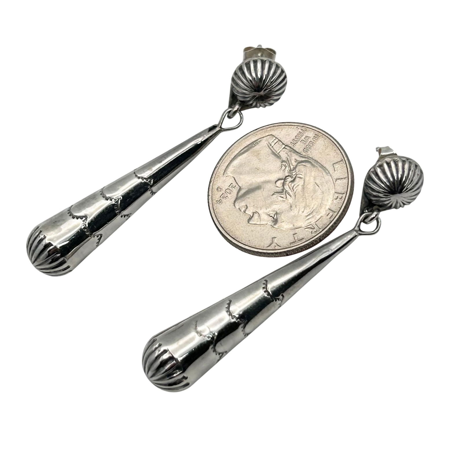 Sterling Dangle Drop Stud Earrings - 3