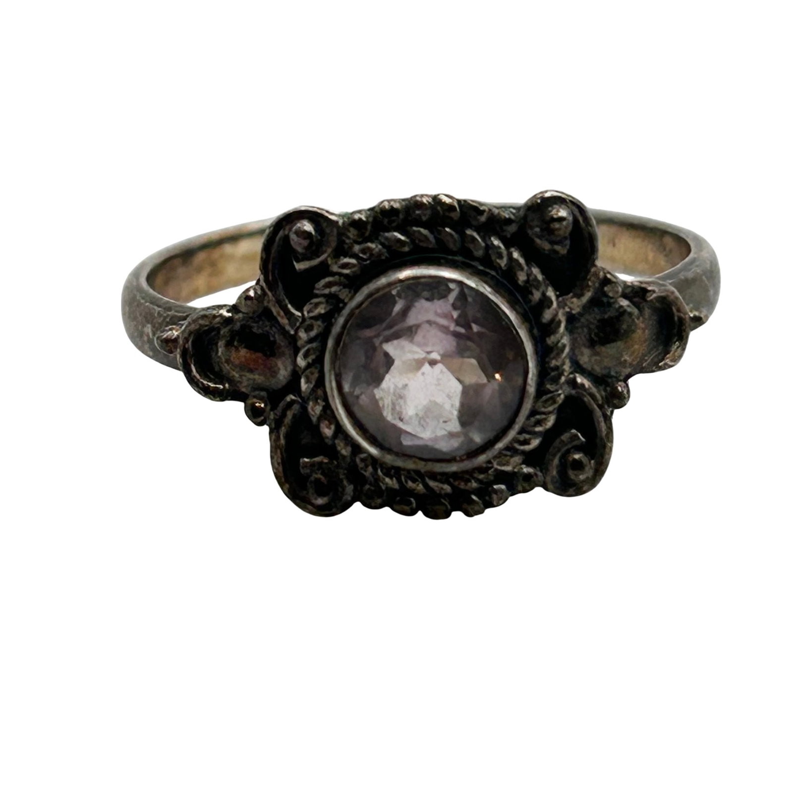 Sterling Amethyst Decorative Ring. Size 8 (1 of 8)