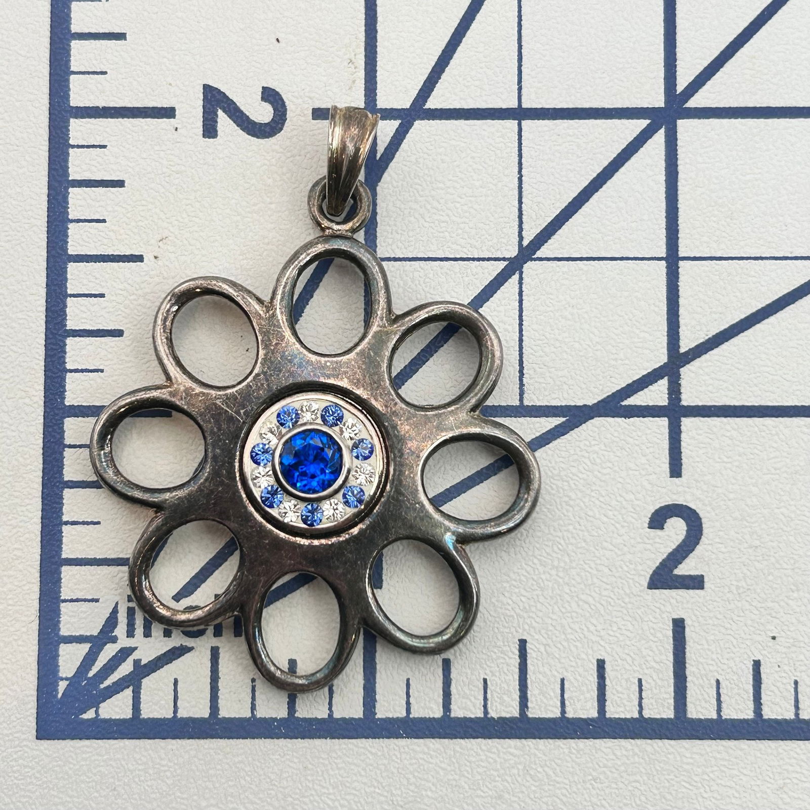 Sterling Topaz Flower Pendant - 2