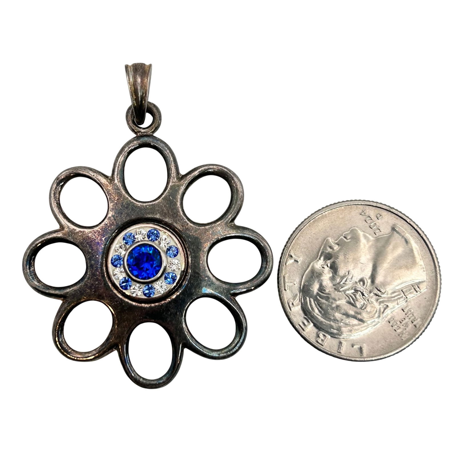 Sterling Topaz Flower Pendant - 3