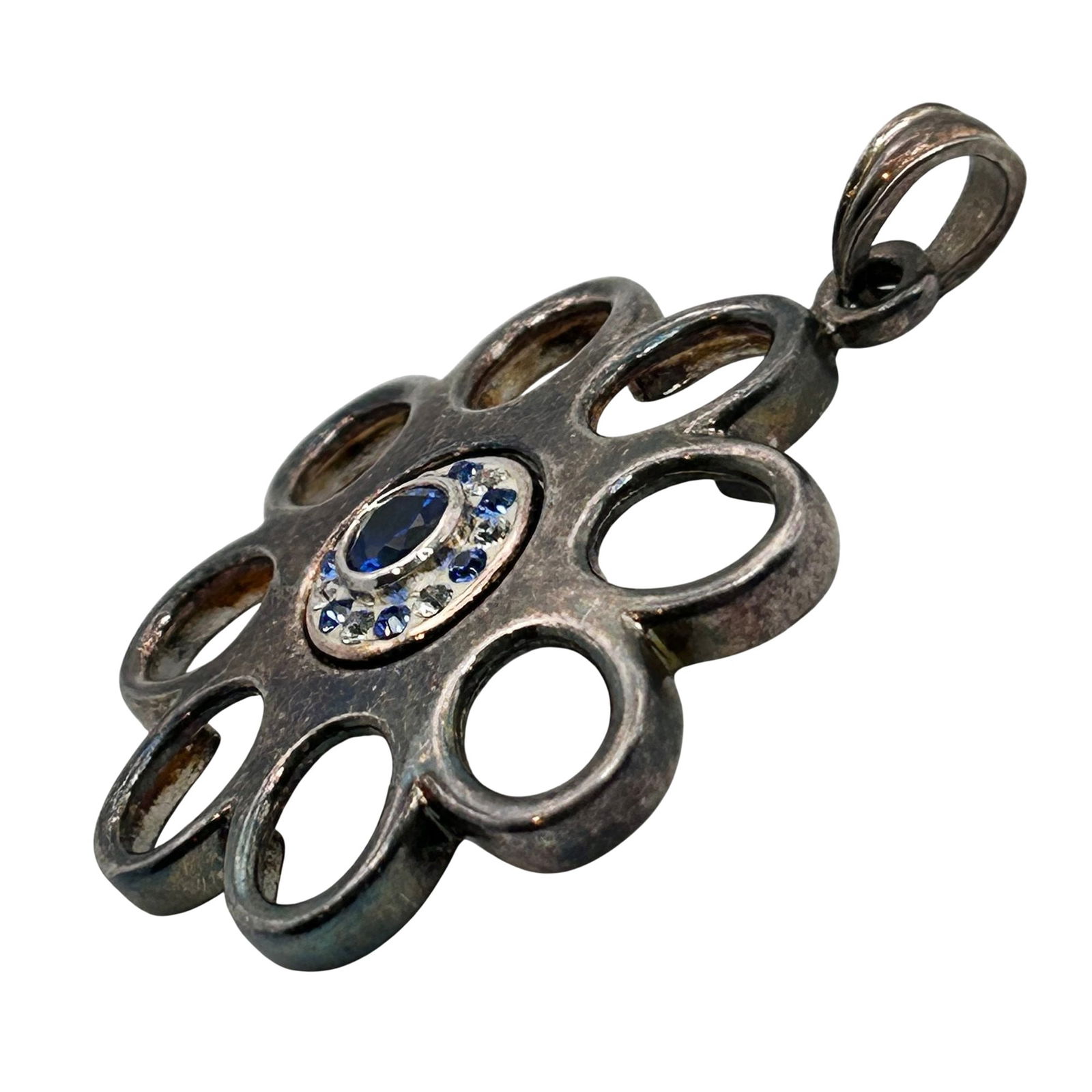 Sterling Topaz Flower Pendant - 4