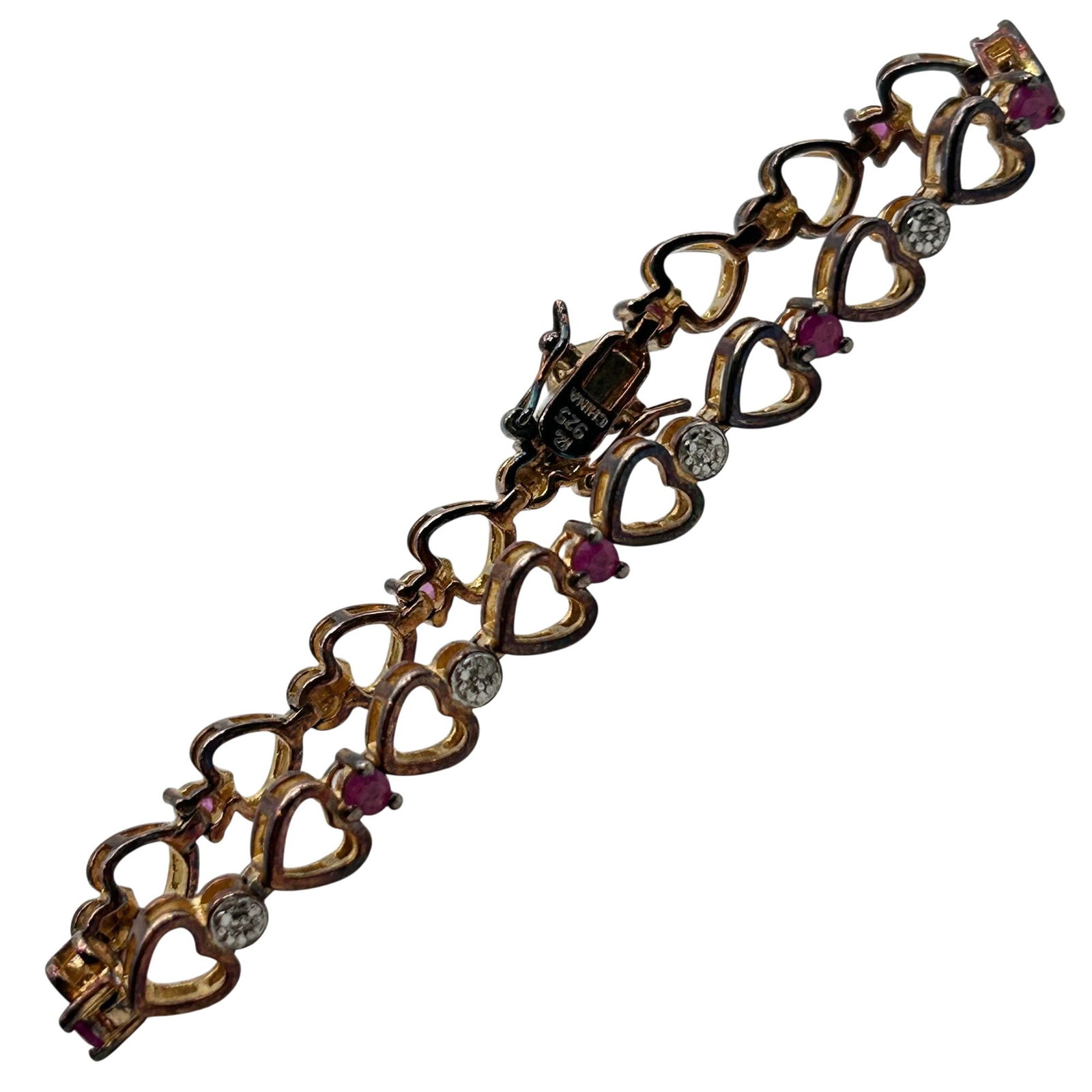 Ross Simons Sterling Ruby Heart Bracelet - 4