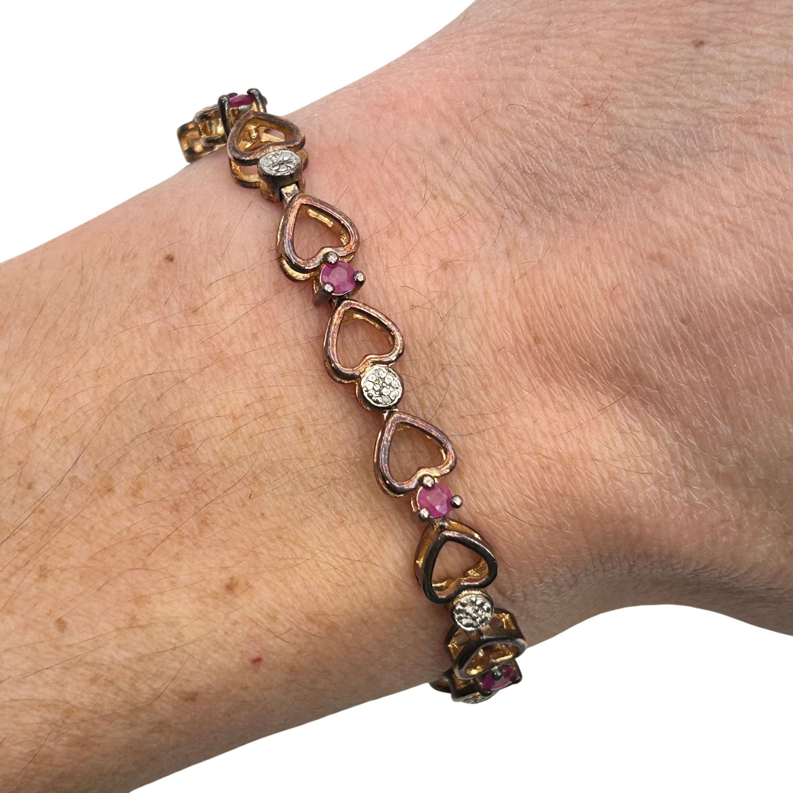 Ross Simons Sterling Ruby Heart Bracelet - 6