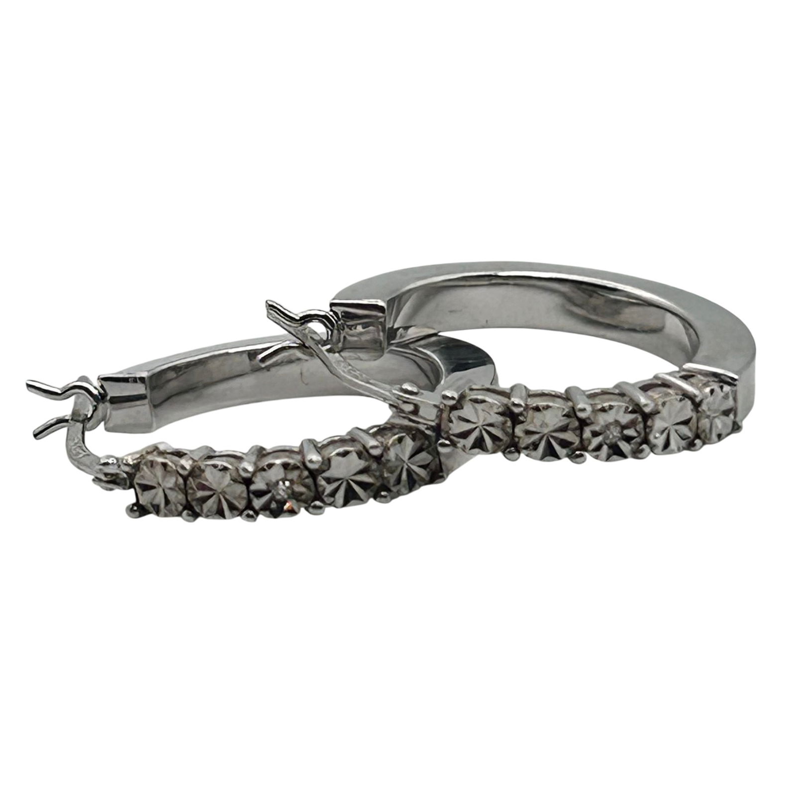 RL Sterling Diamond Accent Hoop Earrings: RL Sterling Diamond accent hoop earrings. 3.50g