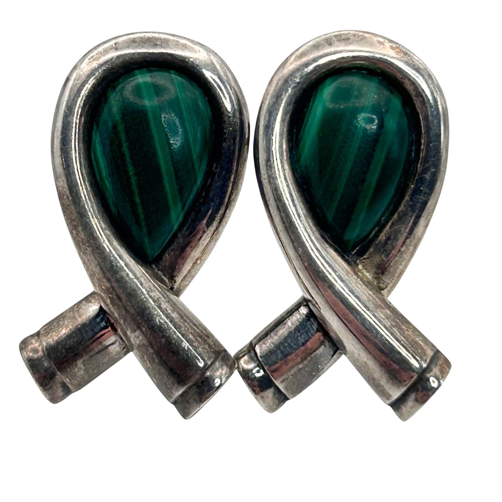 Sterling Southwest Malachite Breast Cancer Symbol Stud Earrings: Sterling southwest malachite breast cancer symbol stud earrings. 4.10g