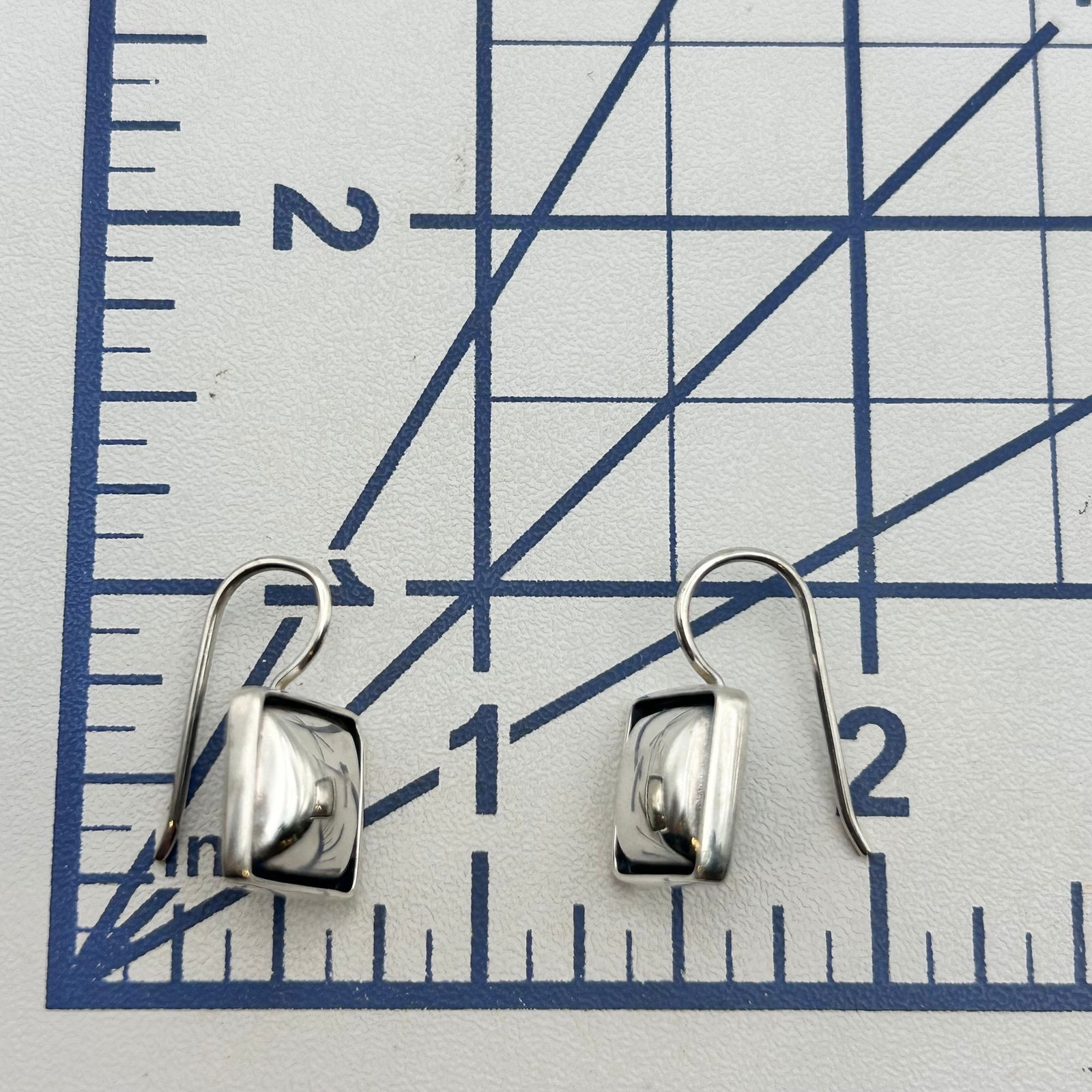 Sterling Square Hook Back Earrings - 2