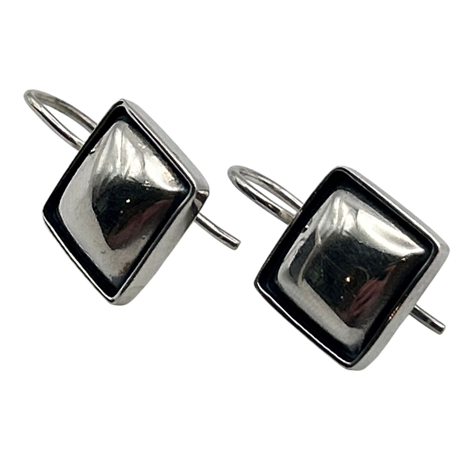 Sterling Square Hook Back Earrings - 4