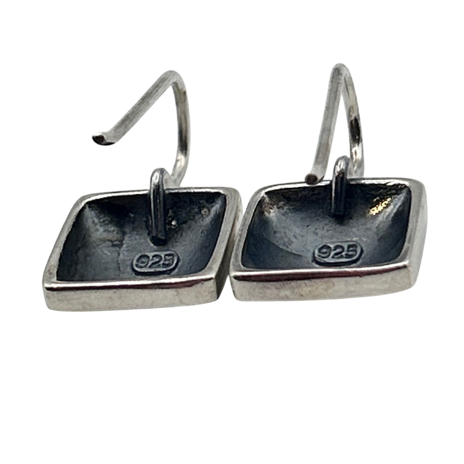 Sterling Square Hook Back Earrings - 6