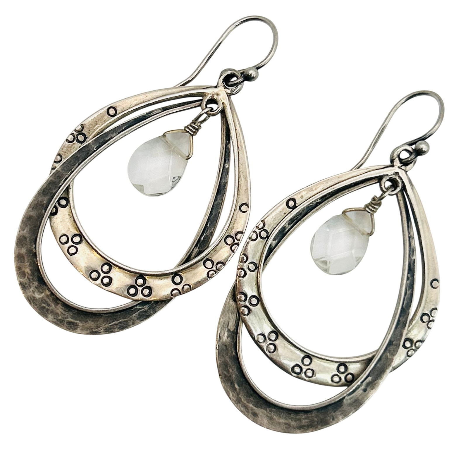 Silpada Sterling Double Teardrop Clear Stone Dangle Earrings (1 of 7)