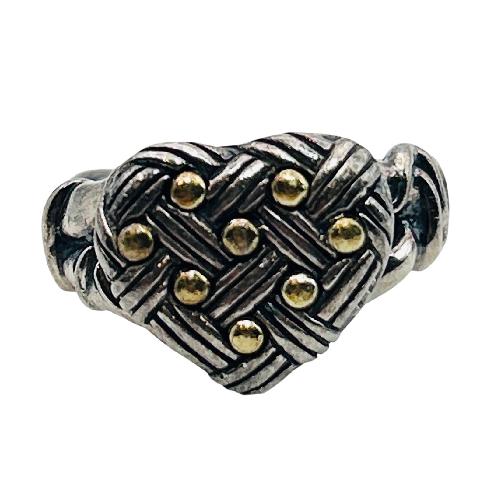 Ann King Sterling 18k Gold Woven Heart Ring. Size 8 (1 of 9)