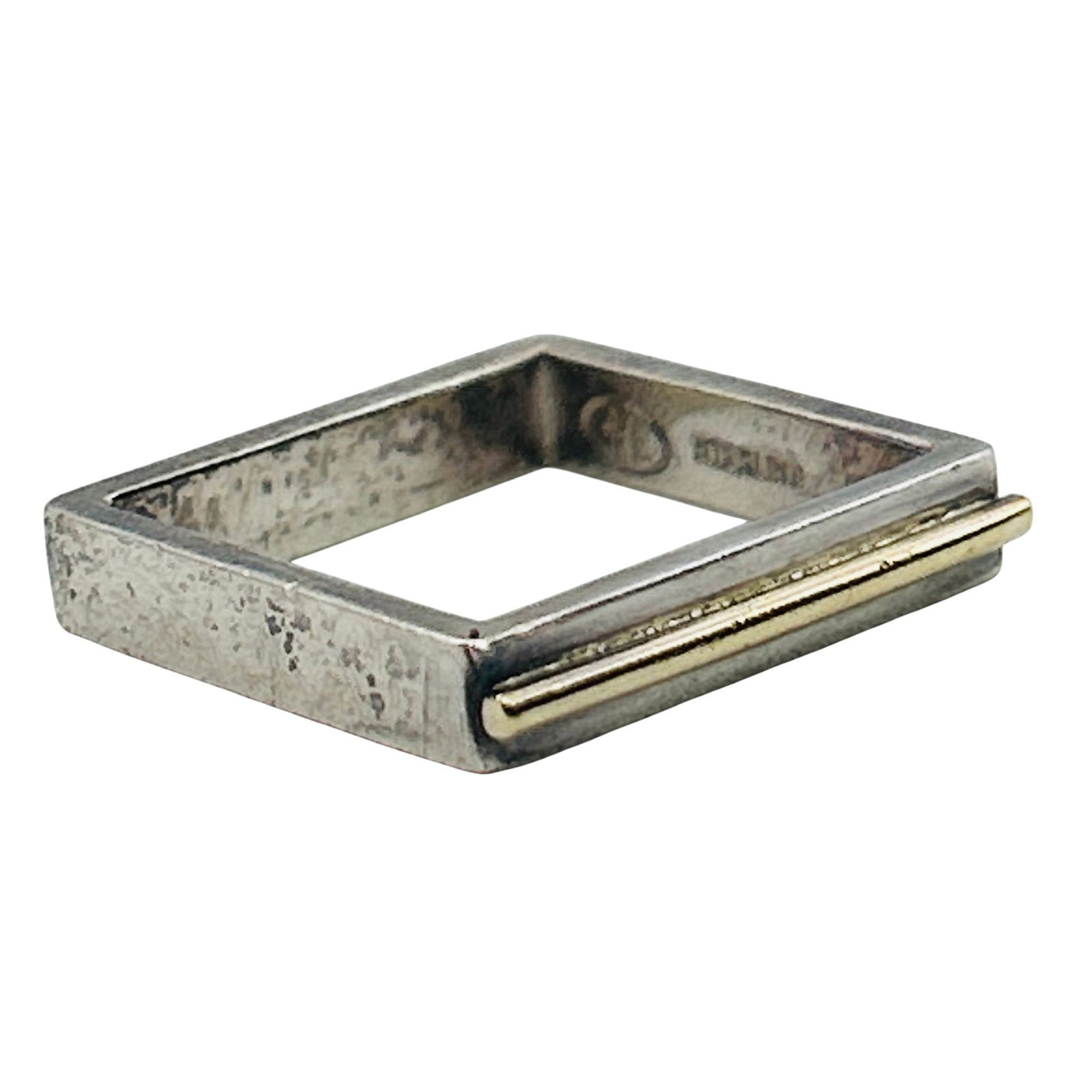 H, Sterling And 18k Gold Square Pendant: H Sterling and 18k gold square pendant. 4.40g