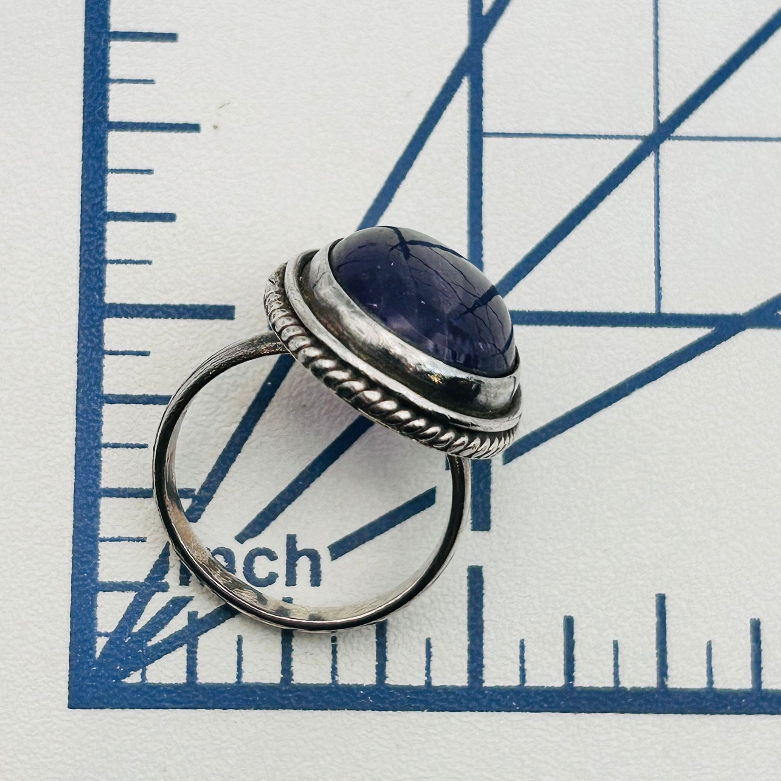 Sterling Amethyst Oval Statement Ring. Size 8.5 - 2