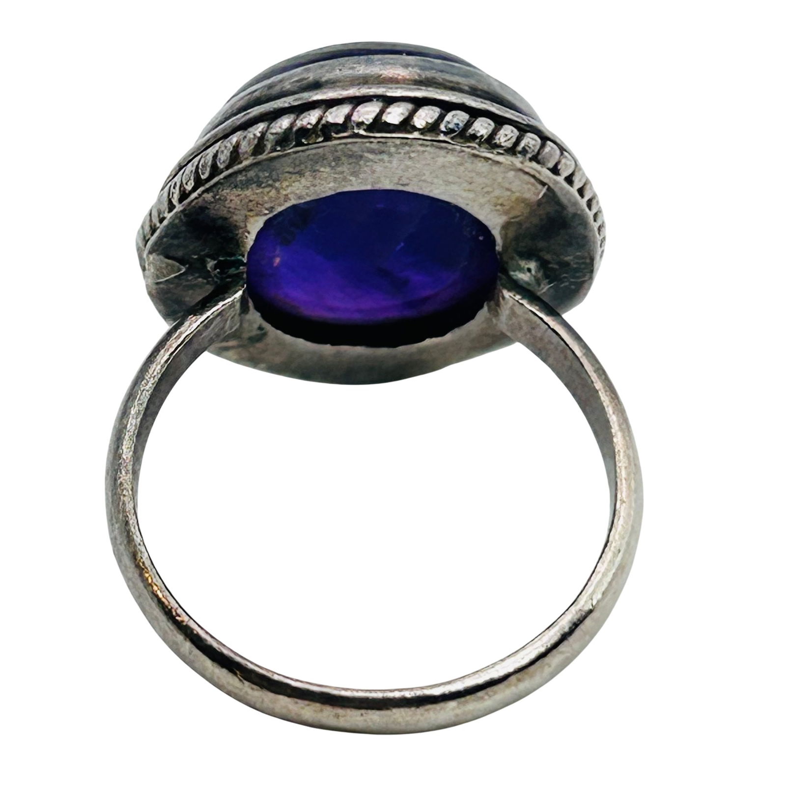 Sterling Amethyst Oval Statement Ring. Size 8.5 - 7