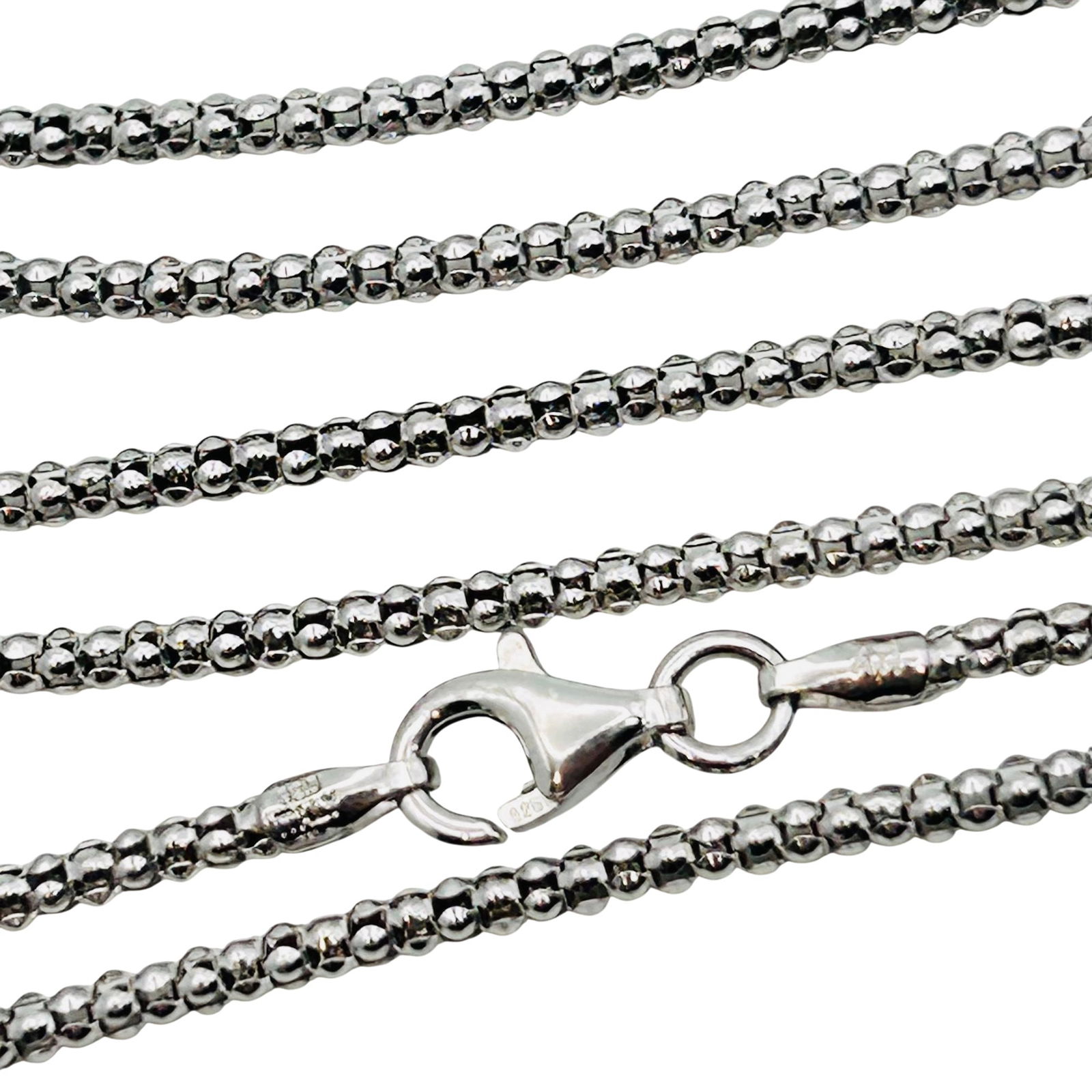 ATI Italy Sterling Popcorn Chain Necklace: ATI Italy sterling popcorn chain necklace. 6.40g