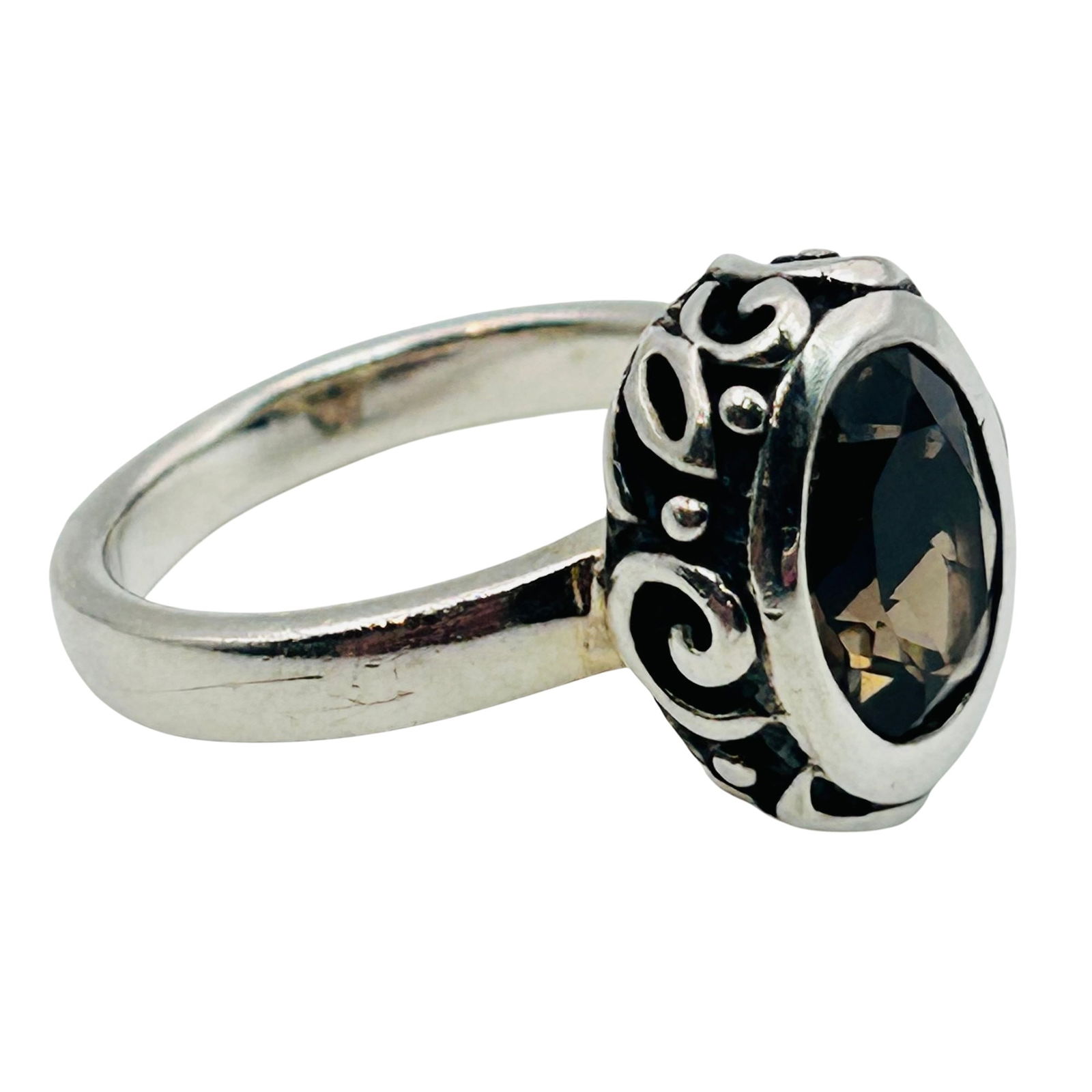 Sterling Smoky Quartz Oval Ring. Size 7 (1 of 7)