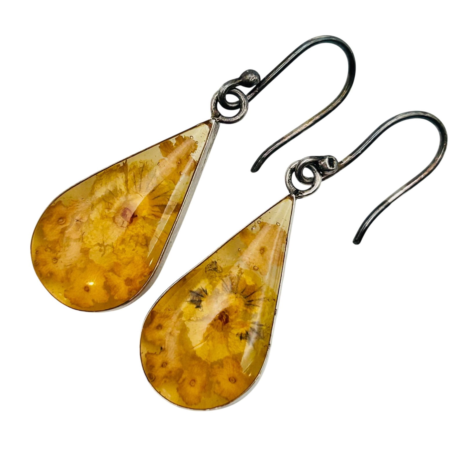ATI Mexico Sterling Pressed Flower Hook Back Earrings (1 of 7)