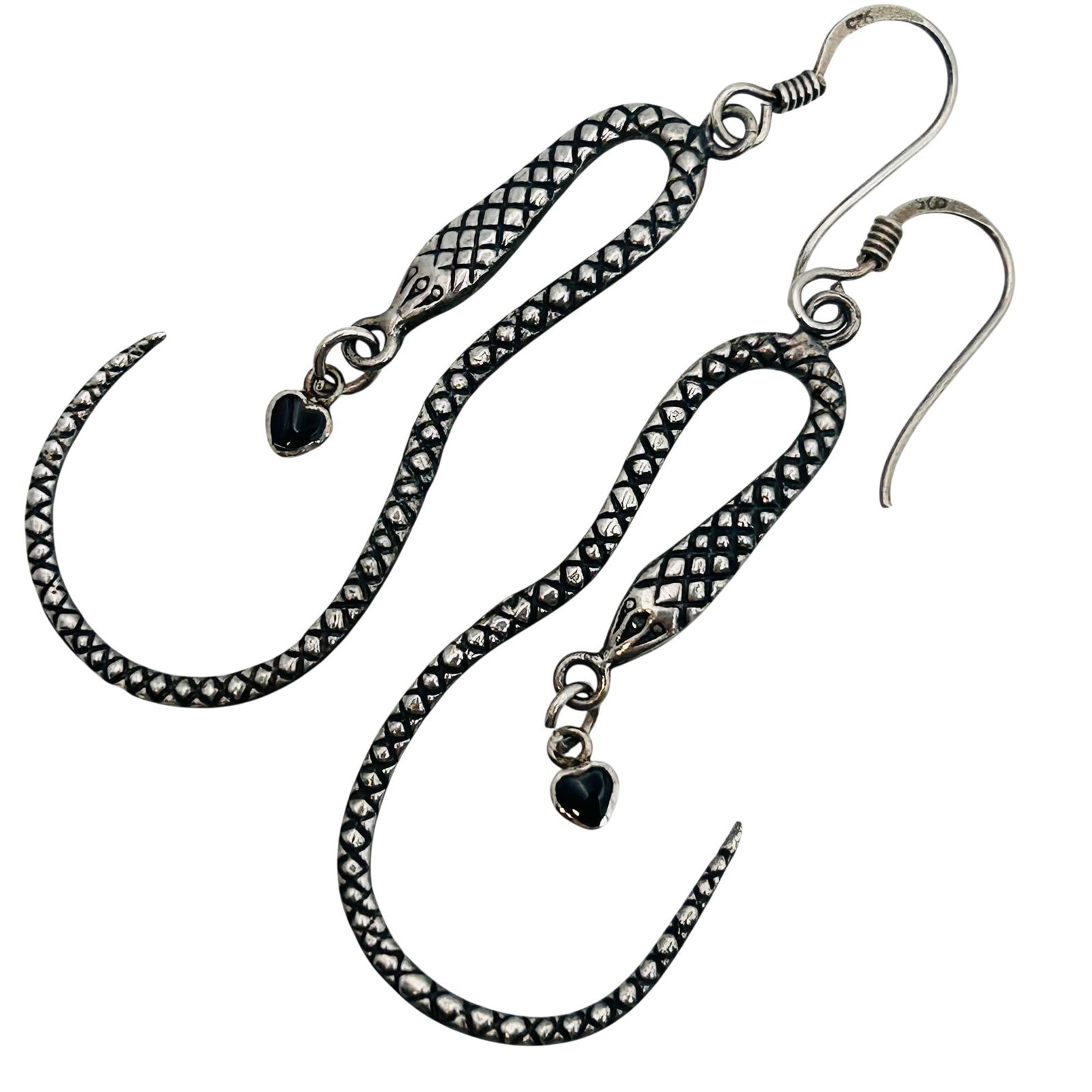 Sterling Snake Hook Back Earrings: Sterling snake hook back earrings. 4.00g