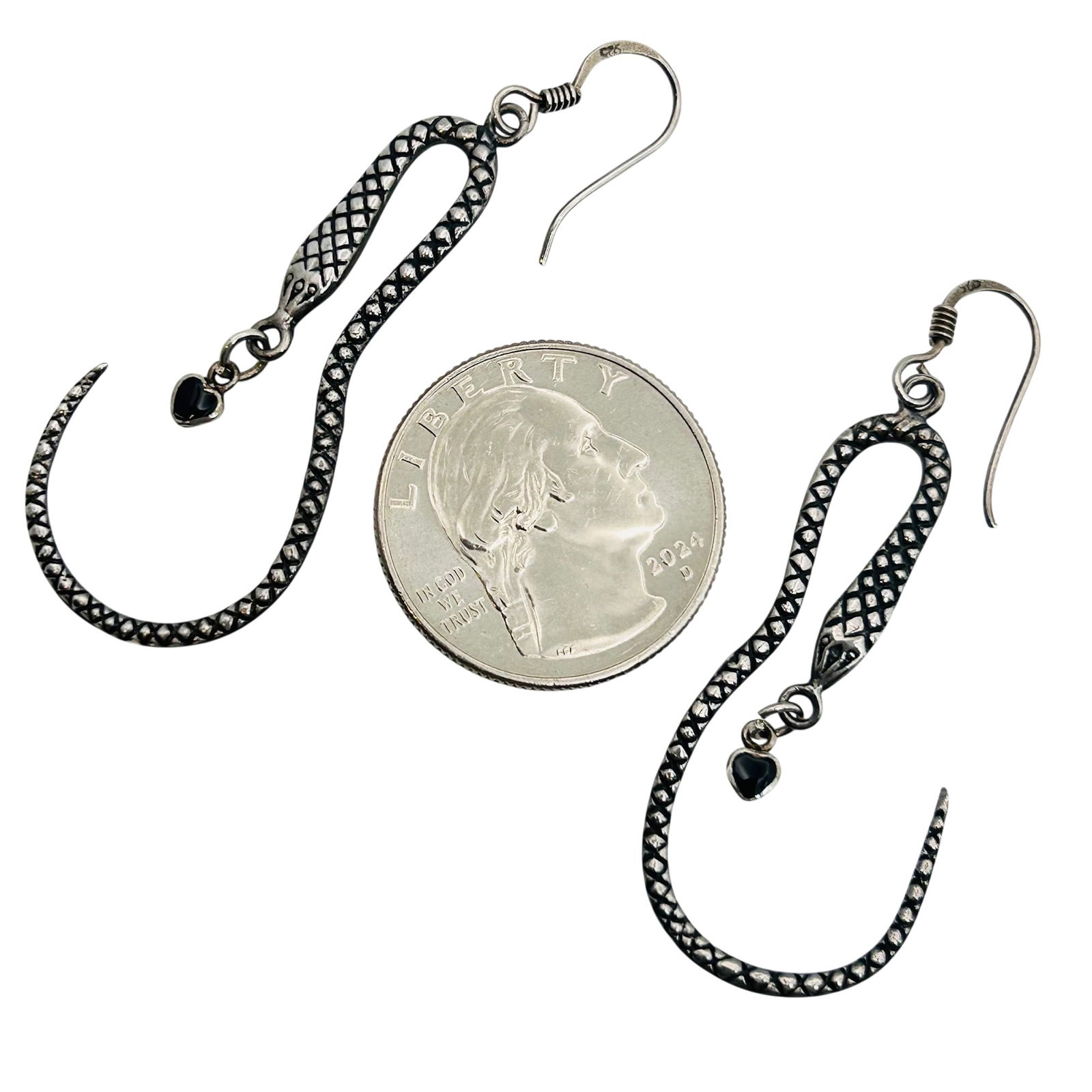 Sterling Snake Hook Back Earrings - 3