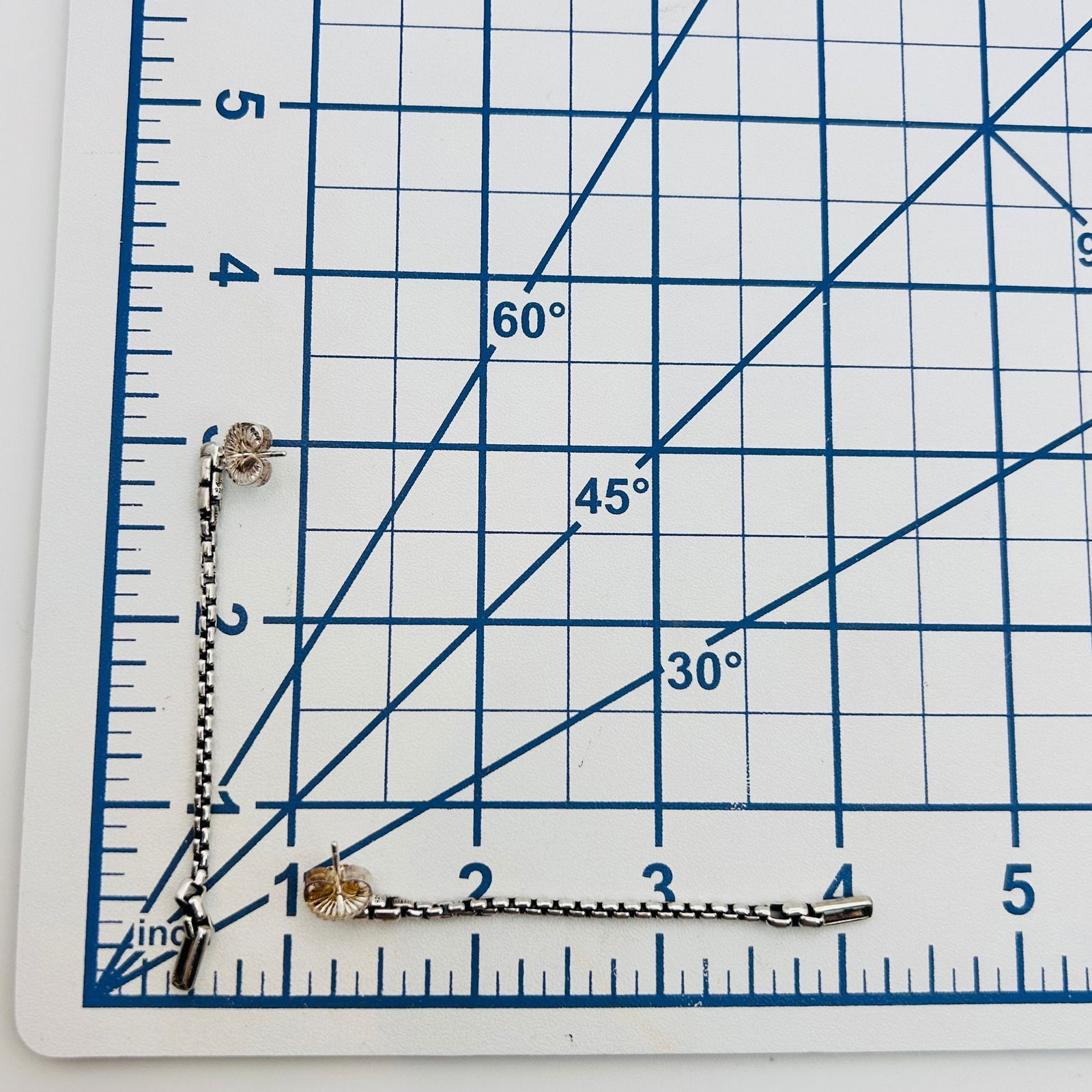 JAI Sterling Box Chain Dangle Stud Earrings - 2