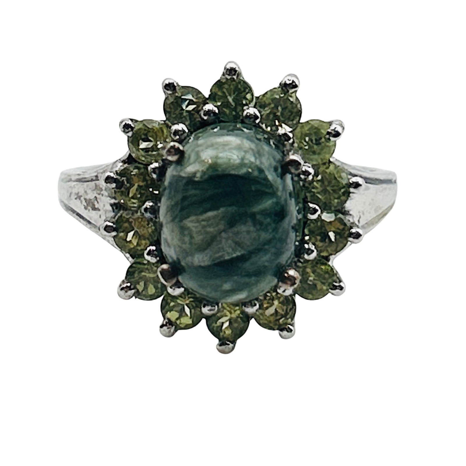 Sterling Green Garnet And Moss Agate Ring. Size 7 (1 of 9)