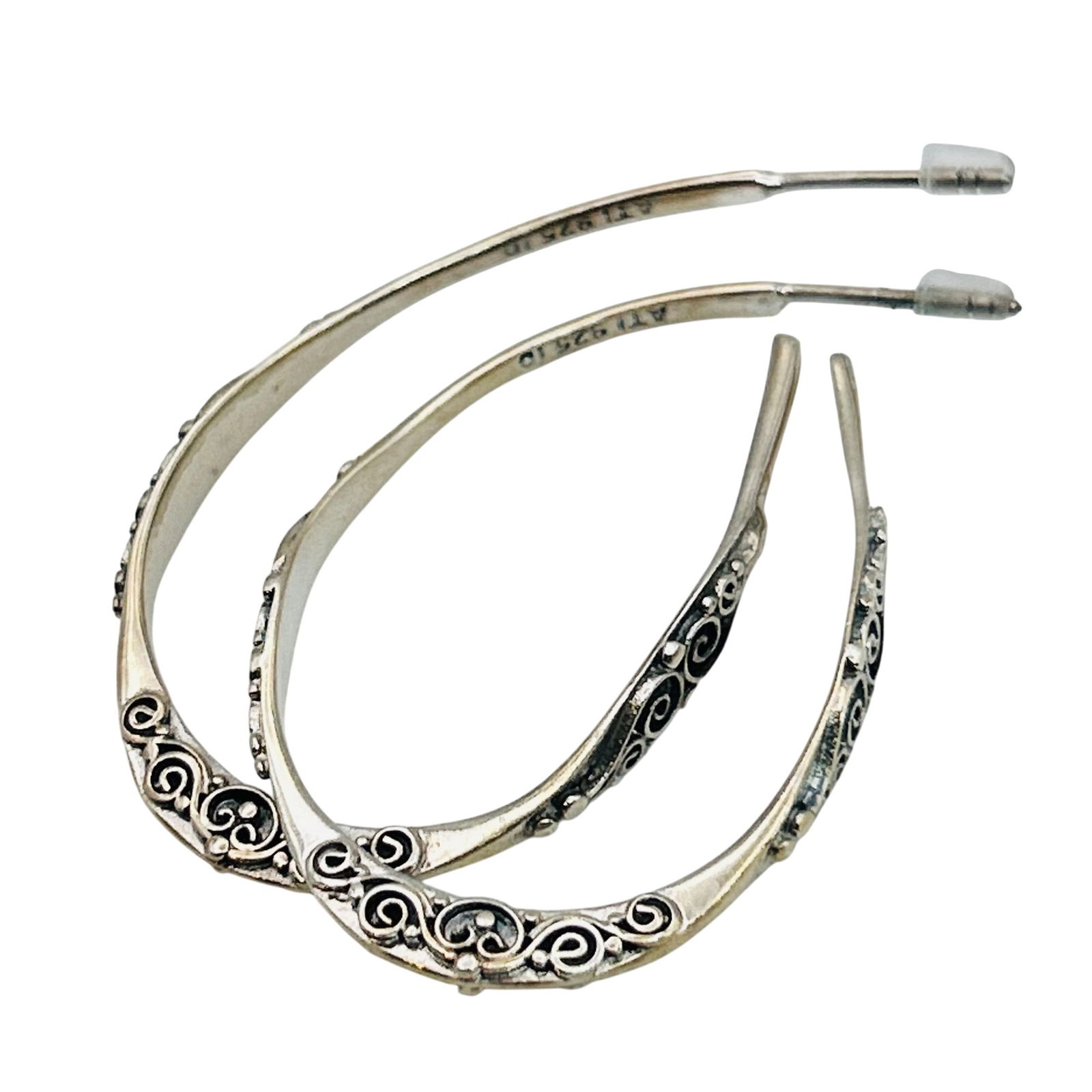 ATI Sterling Decorative Hoop Stud Earrings: ATI Sterling decorative hoop stud earrings. 5.50g