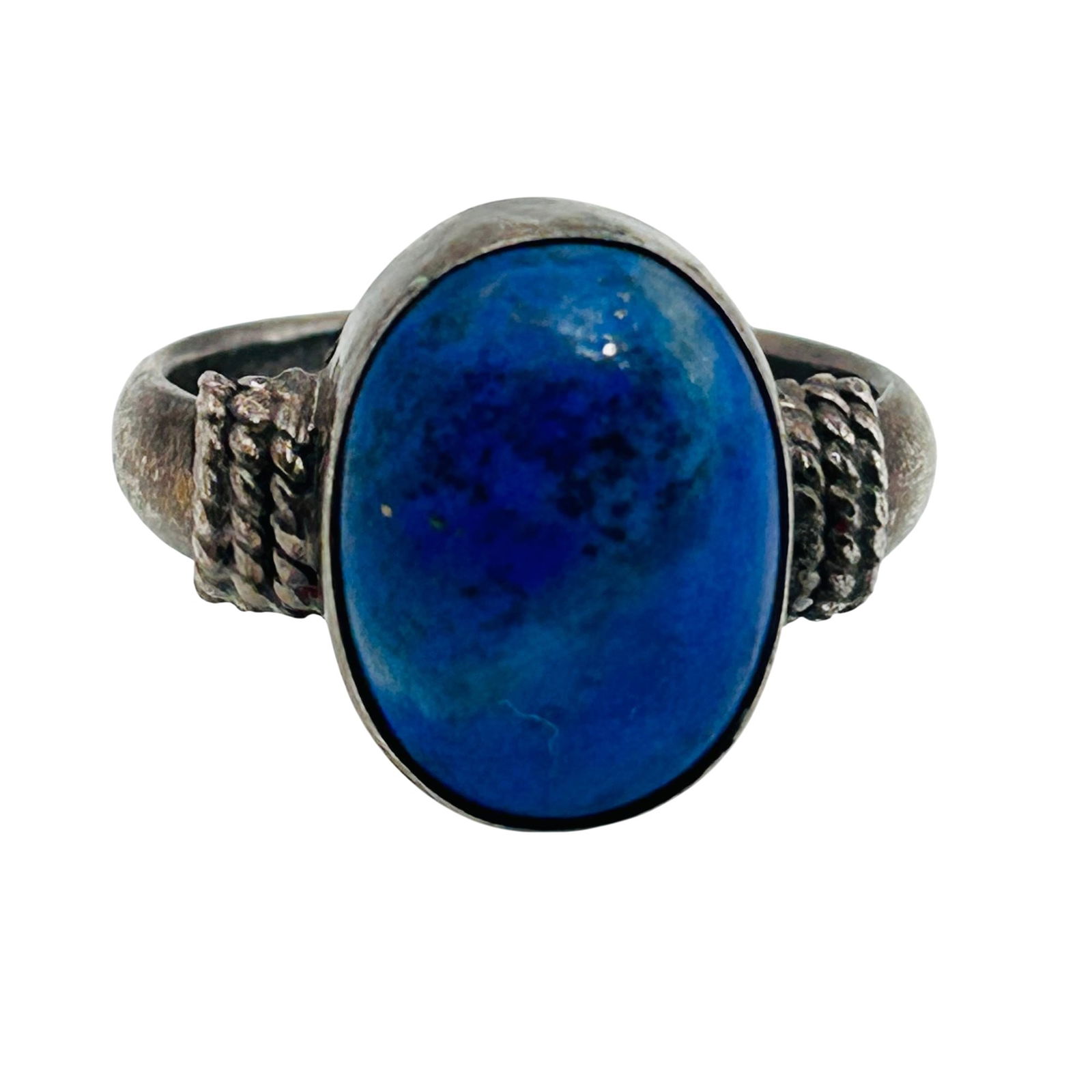 Sterling Southwest Lapis Lazuli Oval Ring. Size 7 (1 of 8)