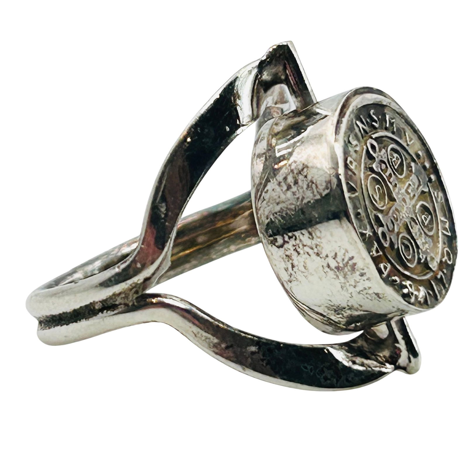 Mexico Sterling St. Benedict Abbreviated Spin Ring. Size 7: Mexico Sterling st. Benedict abbreviated spin ring. Size 7. 5.20g