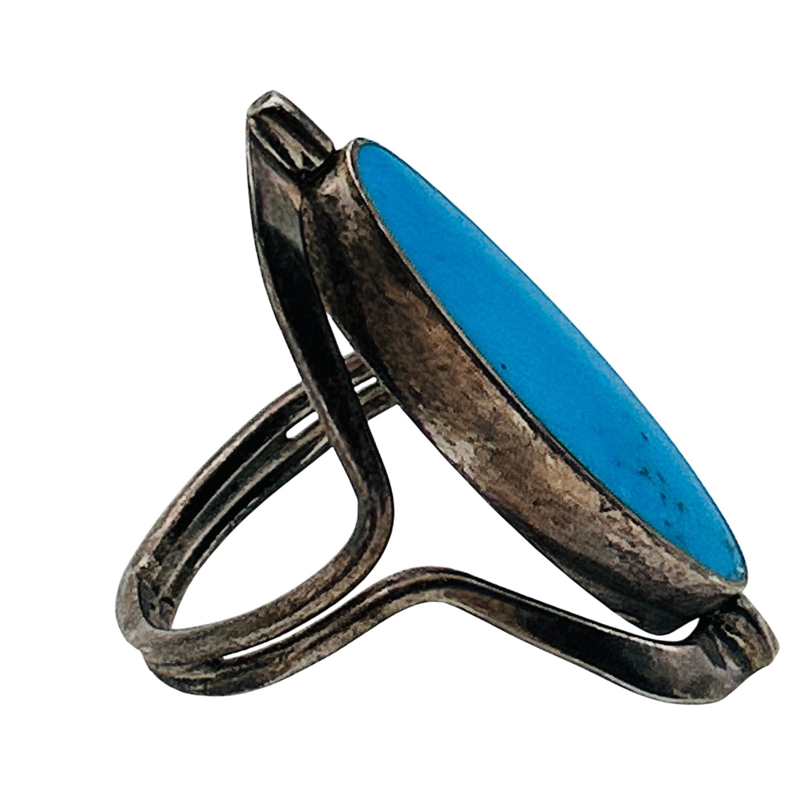 Mexico Sterling Turquoise And Black Stone Spin Statement Ring. Size 9: Mexico Sterling turquoise and black stone spin statement ring. Size 9. 6.90g