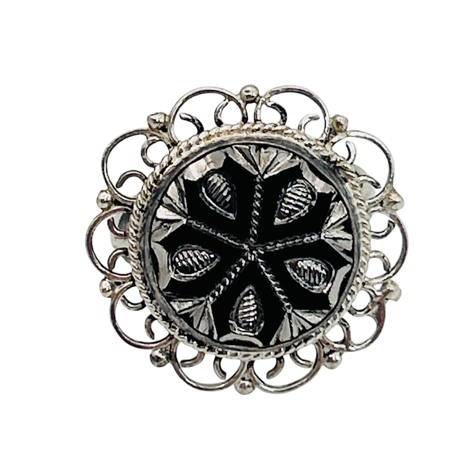 JFCM Mexico Sterling Onyx Ring. Size 6: JFCM Mexico Sterling onyx ring. Size 6. 3.60g