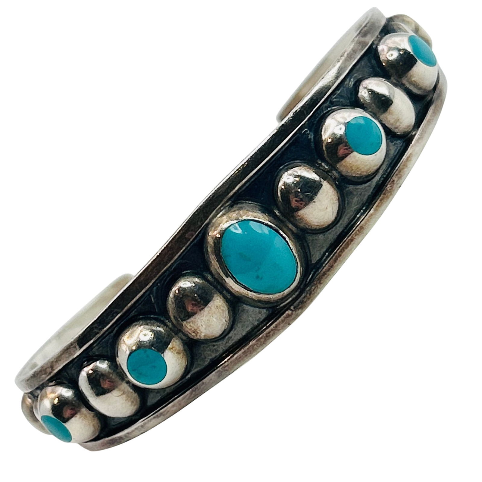 Mexico Sterling Turquoise Cuff Bracelet (1 of 8)