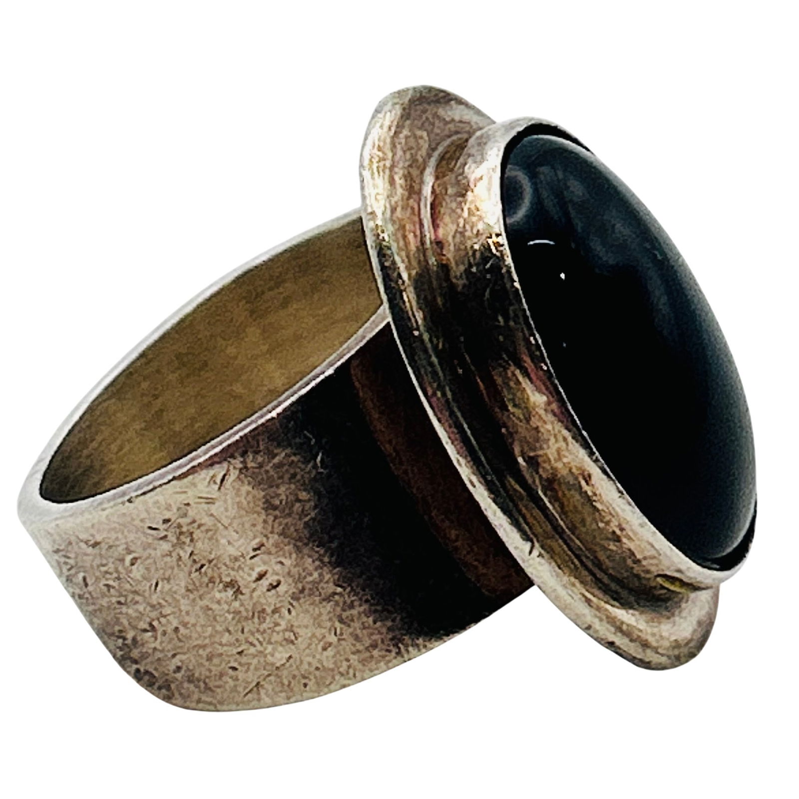 Mexico Sterling Onyx Oval Ring. Size 7.5 (1 of 8)