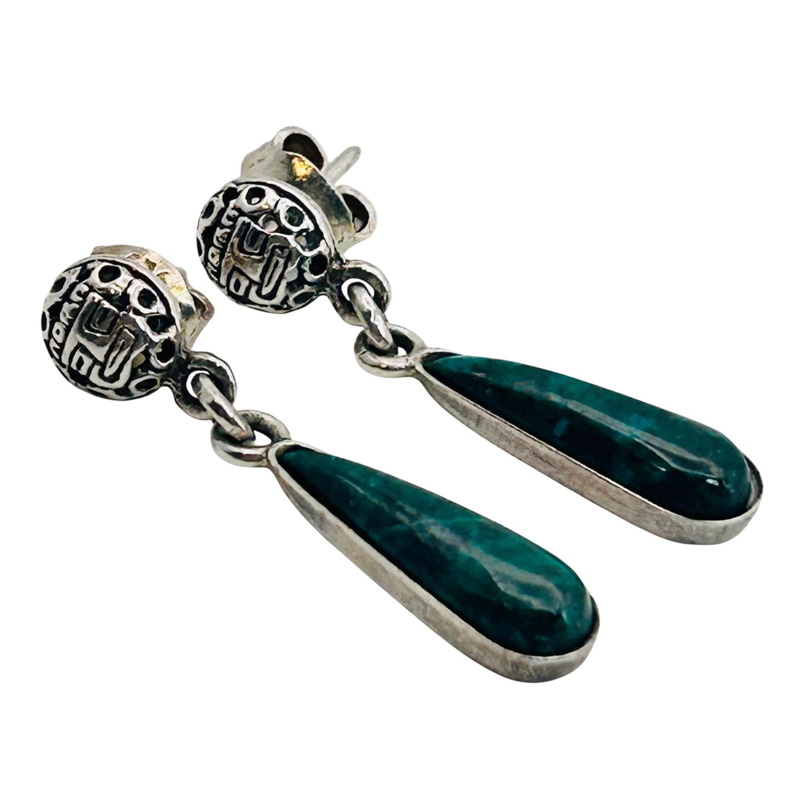 Sterling Malachite Southwest Stud Dangle Earrings (1 of 6)