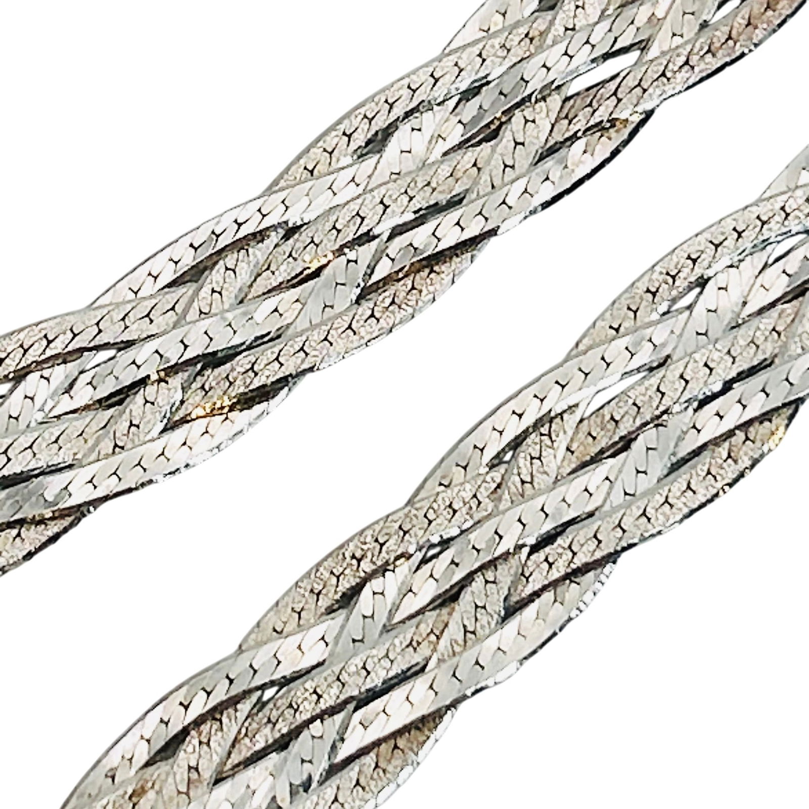 Italy Sterling Flat Braided Snake Chain Necklace: Italy sterling flat braided snake chain necklace. 19.10g