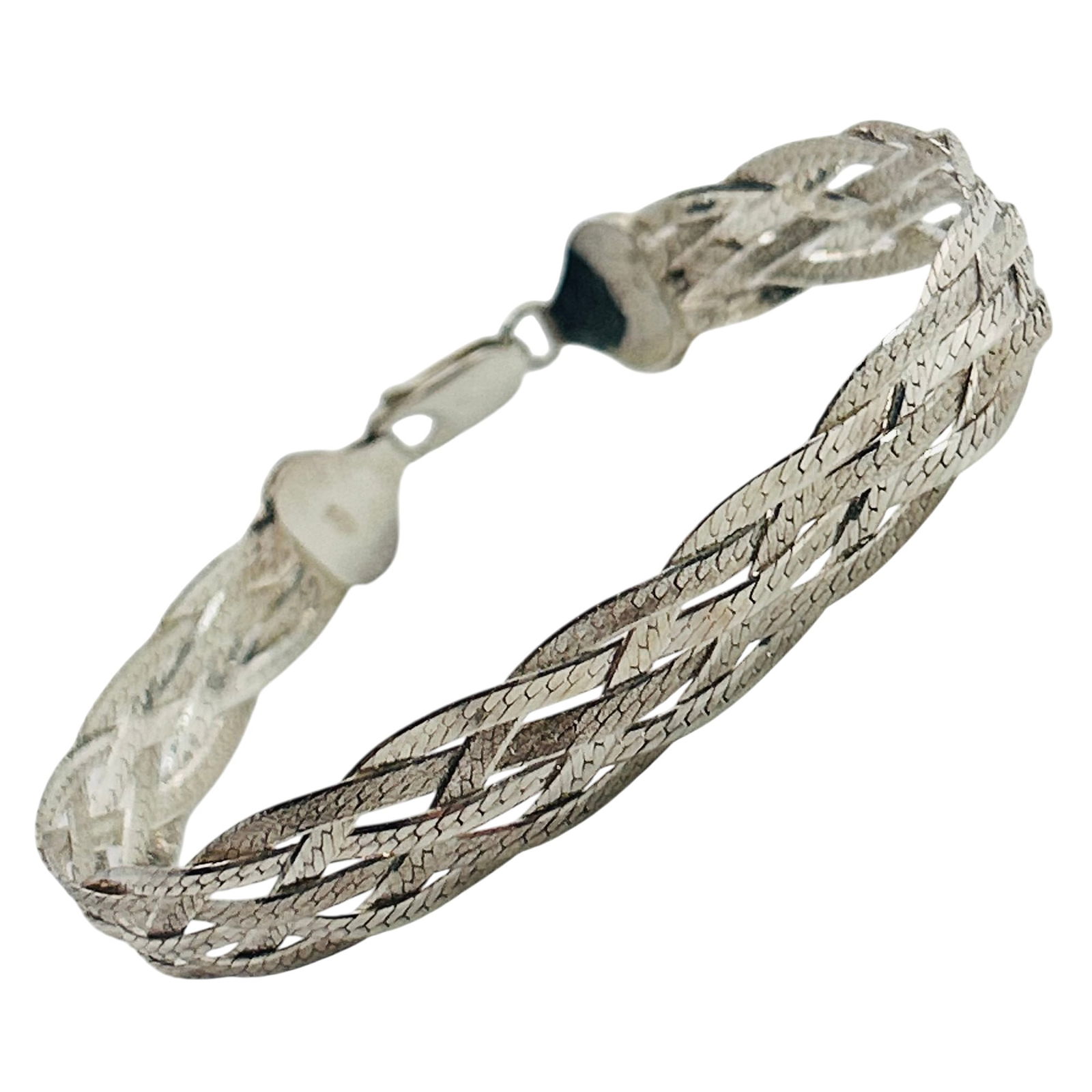 Italy Sterling Flat Braided Snake Chain Bracelet (1 of 7)