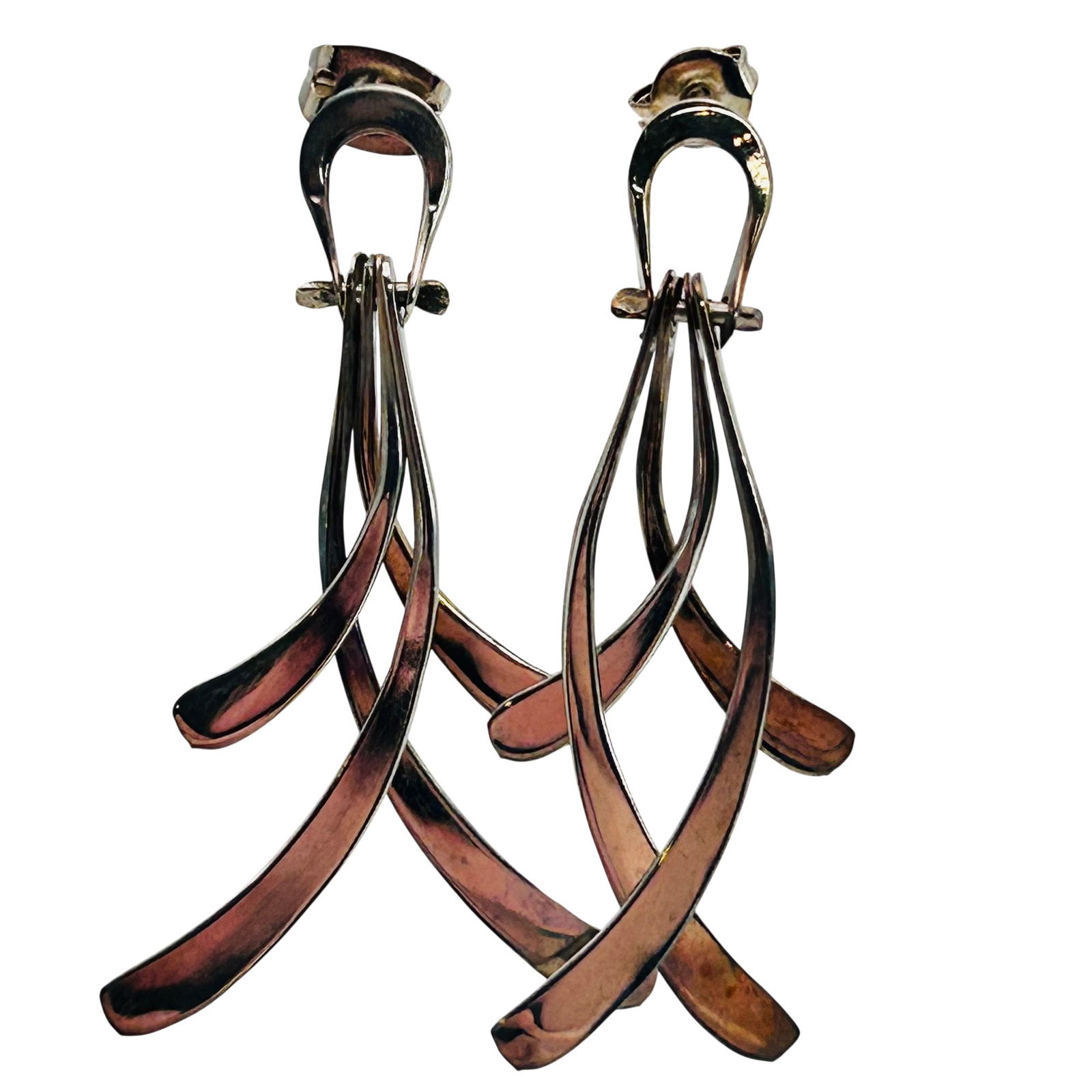 Sterling Modern Abstract Dangle Stud Earrings - 6